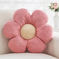 Vista 21 de Almohada en forma de flor rosa, cojín de suelo de 13.7 pulgadas, cojín de flor para sofá, sofá cama, almohada suave de margarita, cojín decorativo