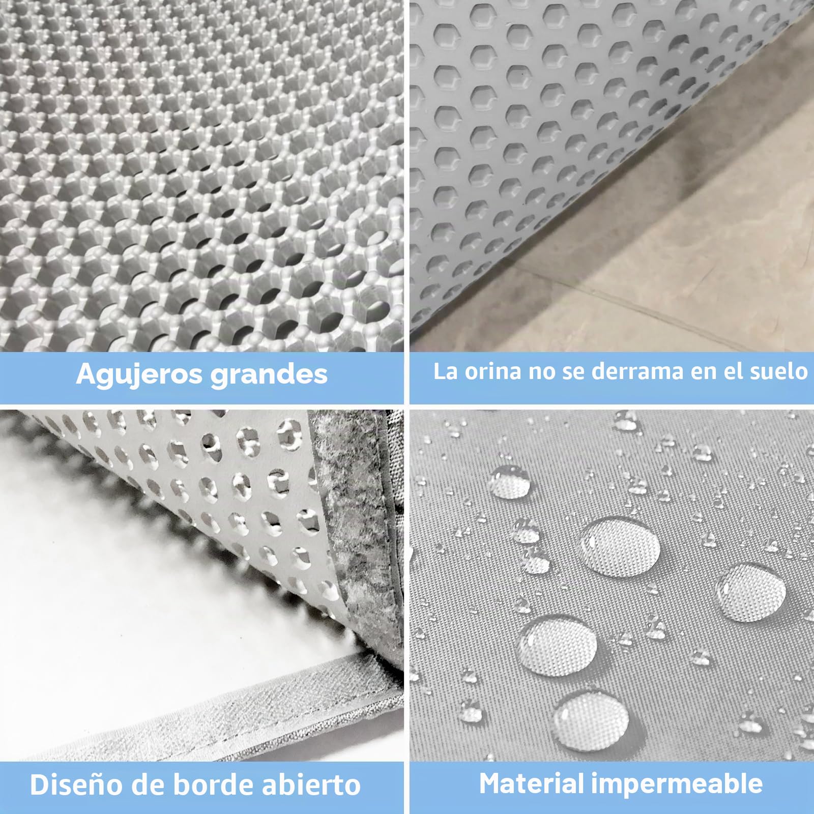 Alfombrilla para arena de gatos MiracDan XXL (60 x 90 cm), gris - Alfombrilla anti-arena de EVA, suave, para arenero con o sin tapa, para gatos. La mejor arena para gatos. Cepillo de limpieza gratuito
