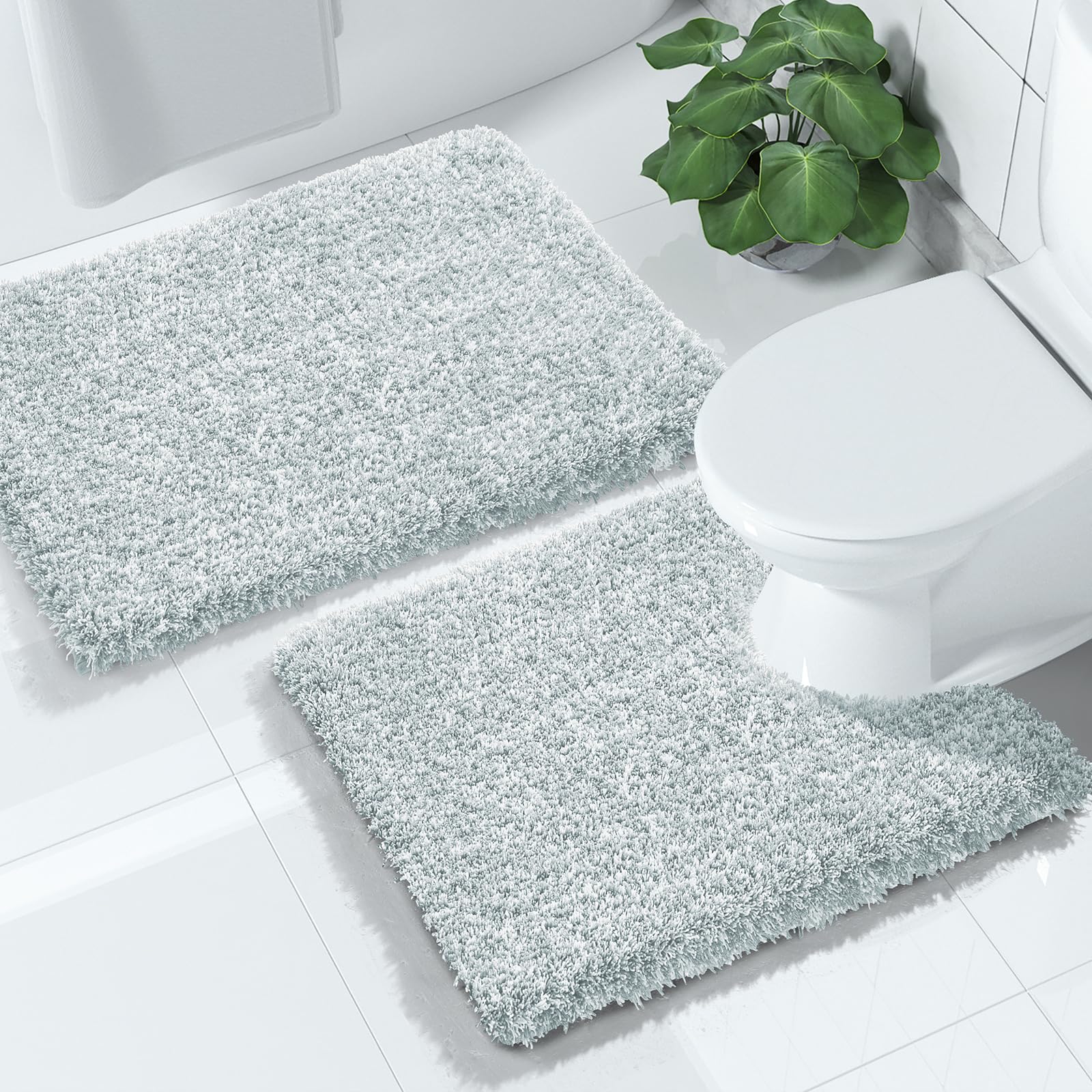 Amazon.com: Yimobra Fluffy Bathroom Rugs Sets 2 Piece, Shaggy Toilet ...