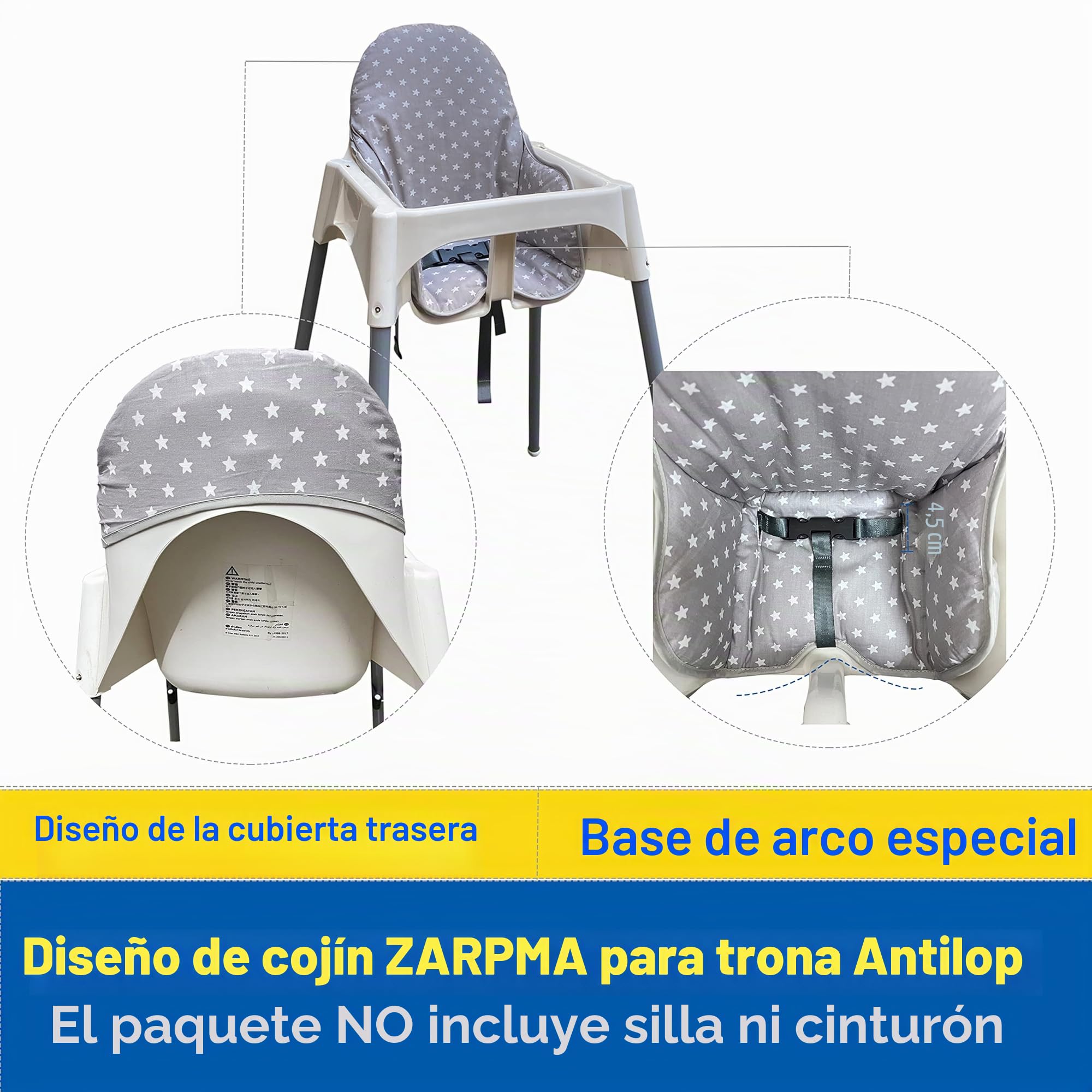 ZARPMA Fundas de asiento compatibles con trona Antilop, superficie de algodón y algodón acolchado, patrón de bosque, plegable, funda para trona (estrella gris)