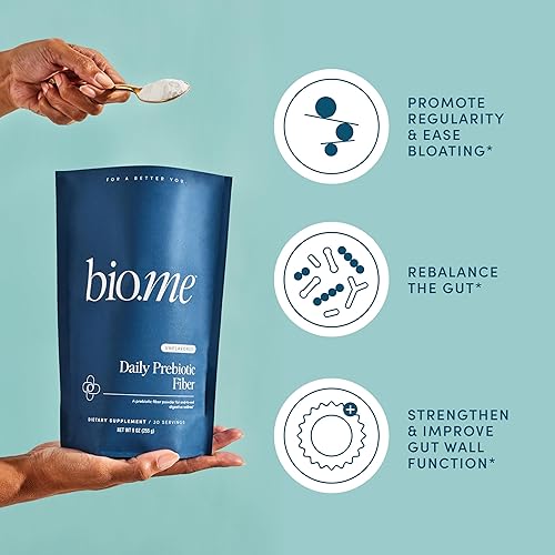 Miniatura 2 de Bio.me Paquete diario de fibra prebiótica y sinbiótica  Fibra en polvo para salud digestiva e hinchazón  Pre, Pro, posbiótico para la salud