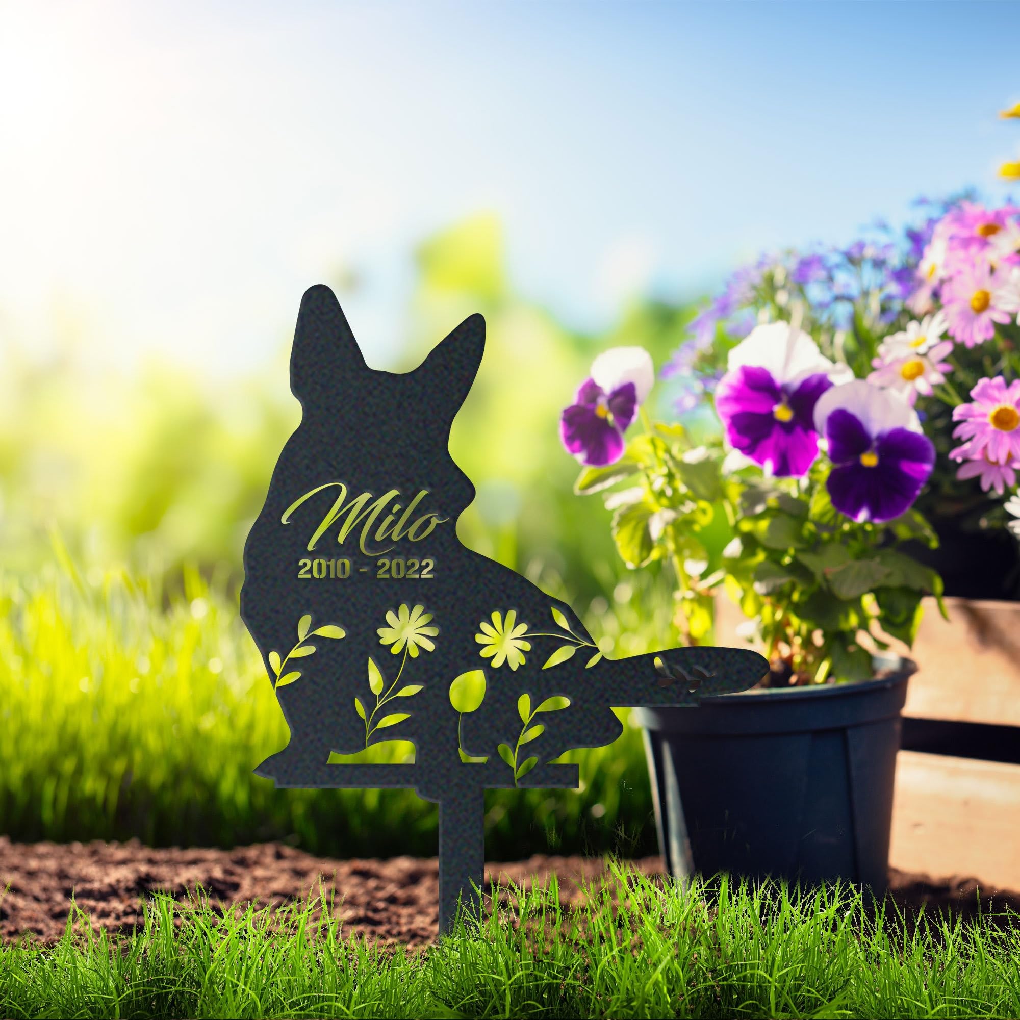 WEIYALIY Personalised Dog Memorial Gift, Corgi Dog Memorial Plaques, Metal Garden Decor, Custom Name Sign, Pet Grave Marker for Dogs, Headstone, Pet Bereavement Gifts, Remembrance Plaque