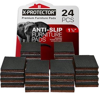 X-PROTECTOR Non Slip Furniture Pads 24 Premium Furniture Grippers 1 1/2"!