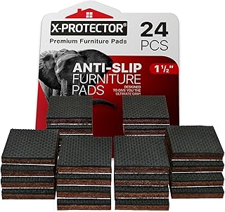 X-PROTECTOR Non Slip Furniture Pads – 24 Premium Furniture Grippers 1 1/2"! Best SelfAdhesive Rubber Feet Furniture Feet – Ideal Non Skid Furniture Pad Floor Protectors – Keep Furniture in Place!