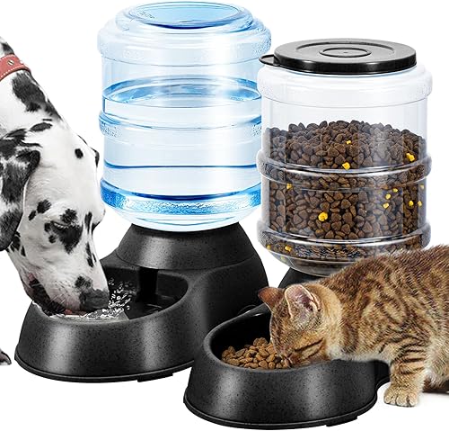 Miniatura 8 de Paquete de 2 comederos automáticos para gatos y dispensador de agua con tapete de comida para mascotas para perros pequeños medianos y cachorros