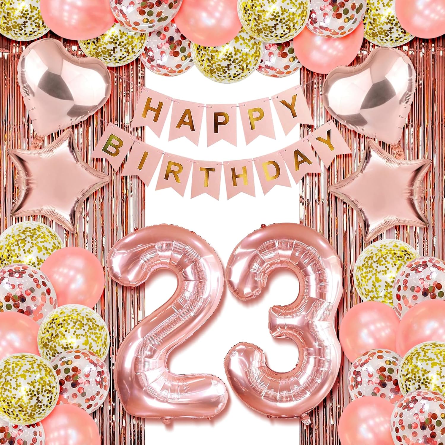 Rose Gold 23rd Birthday Party Decor - Happy 23rd Birthday Decorations for Women & Girls