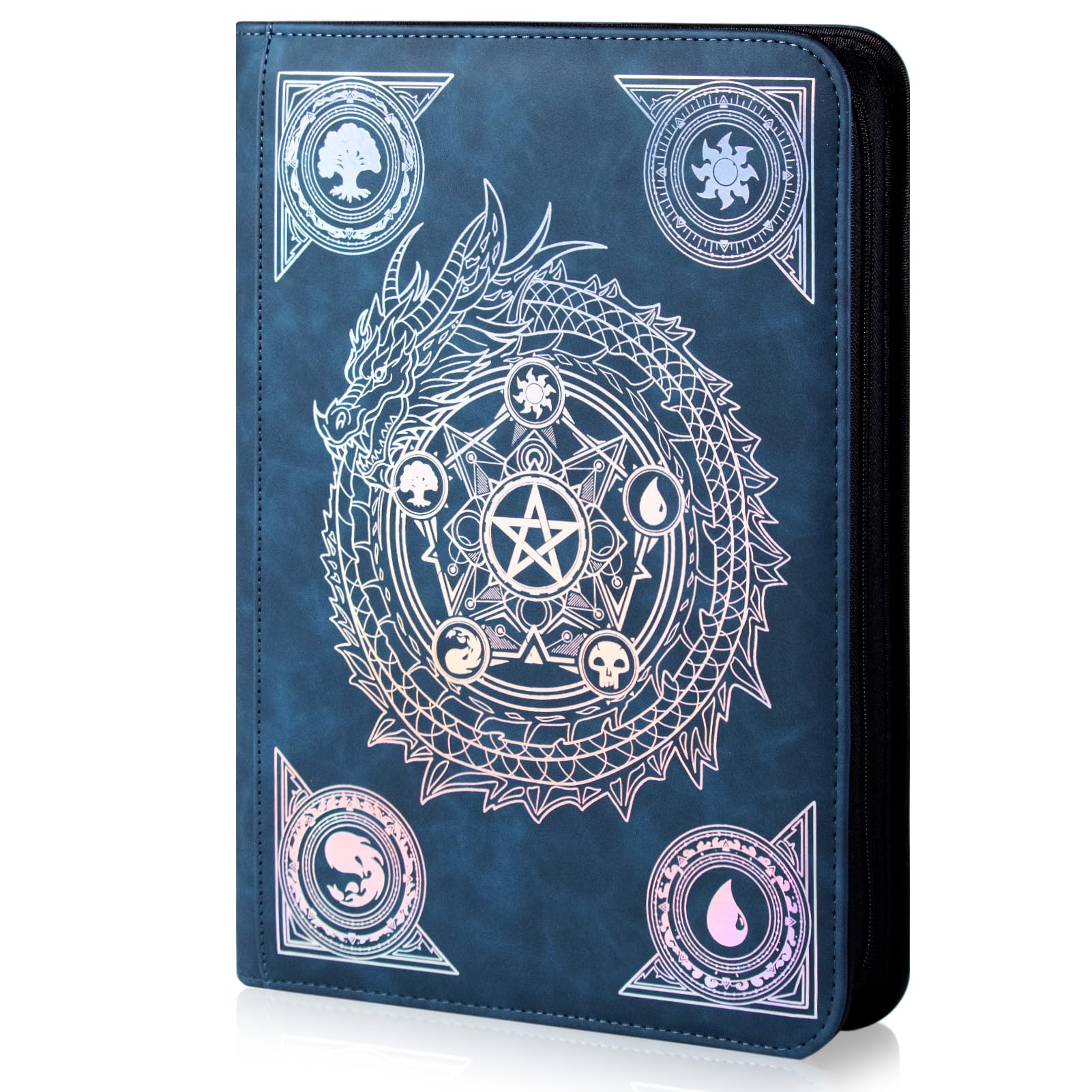 Sammelkartenbinder, ringlos, mit Reißverschluss, Laser-Folie | 540 doppelseitige Sammelkartenalben für YGO, MTG, DTCG, Sportkarte, Spielkarten