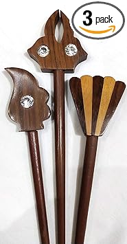 Master Arts Wooden Hair Clip, Juda Stick, Hair Accessories , bun stick, Juda Pin, Hair Pin, Hair Clip, Bun Stick- ( set of 3 ) in pure shisham wood , (SIZE - 7 inch )