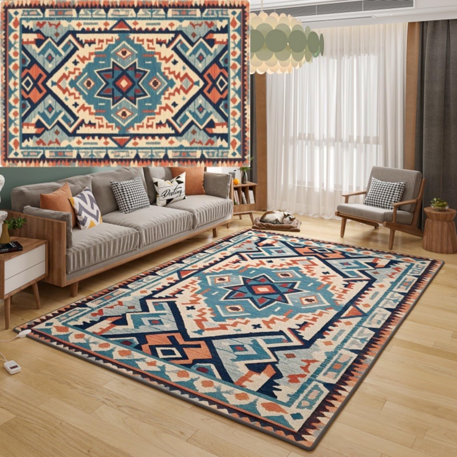Alfombra eléctrica calefactable de grafeno, desmontable y lavable, con temporizador inteligente y temperatura ajustable. Alfombra de felpa suave y calefactable para cama(E,80 * 160cm)