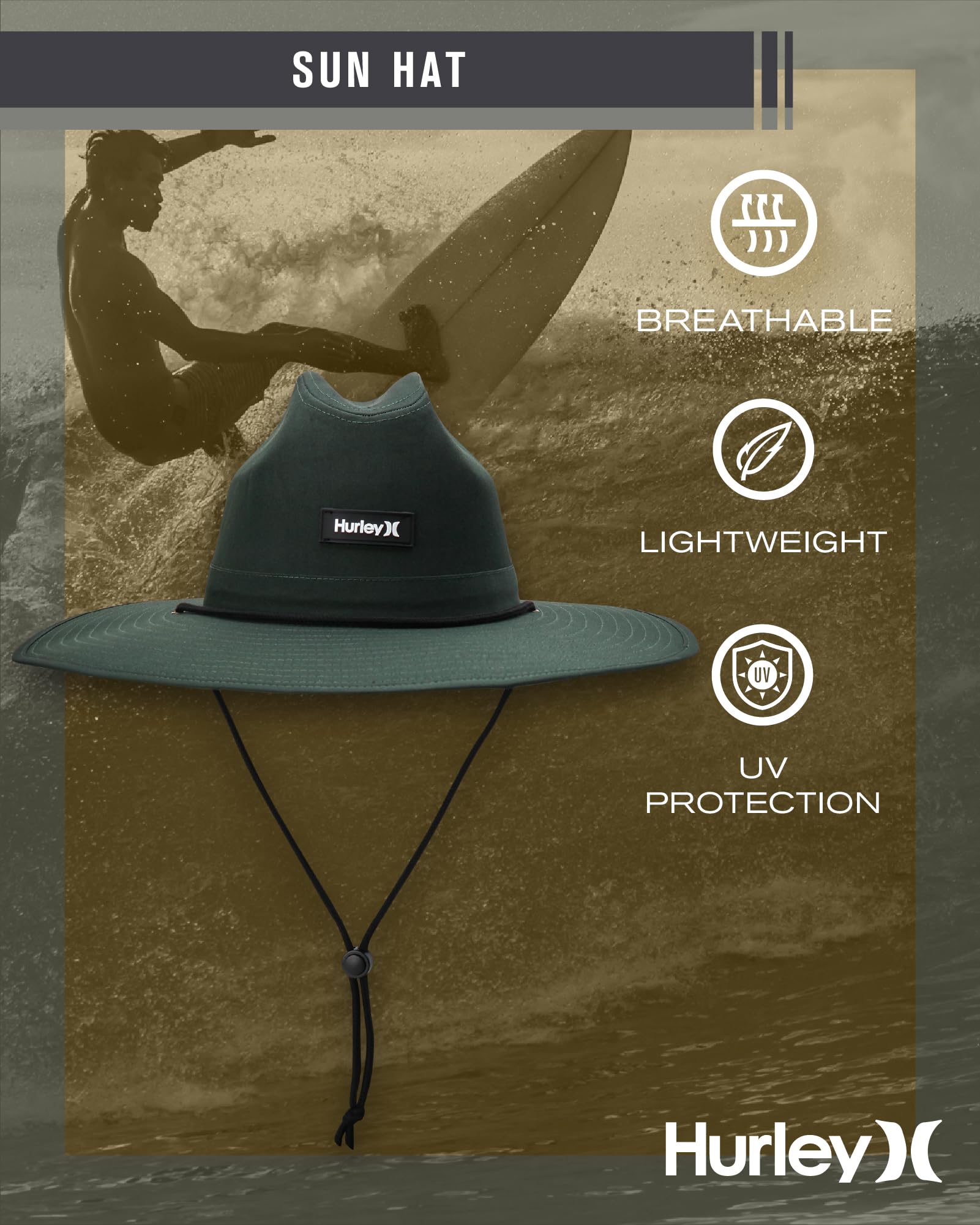 Hurley Sombrero de sol Boonie de ala ancha para hombre 2