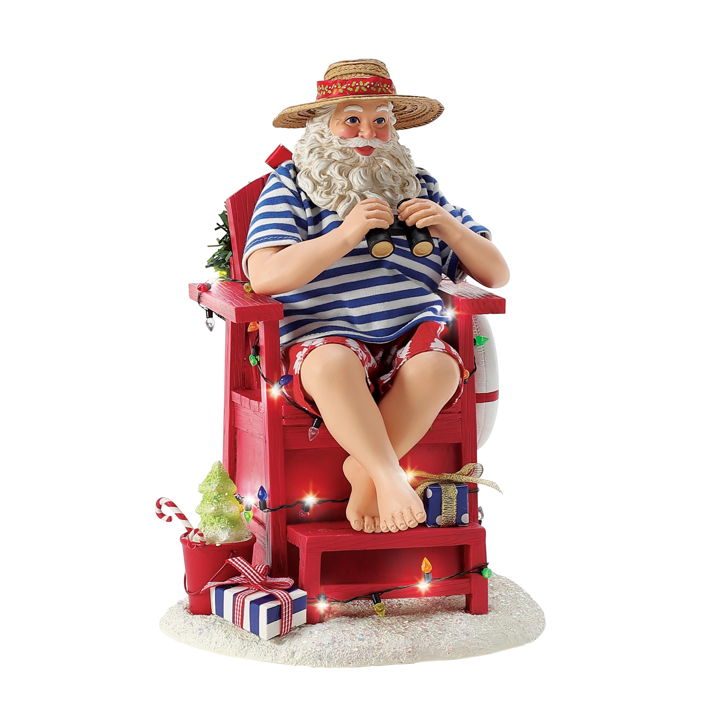 Department 56 Possible Dreams Figurine lumineuse Père Noël au bord de la mer, 26,7 cm, multicolore