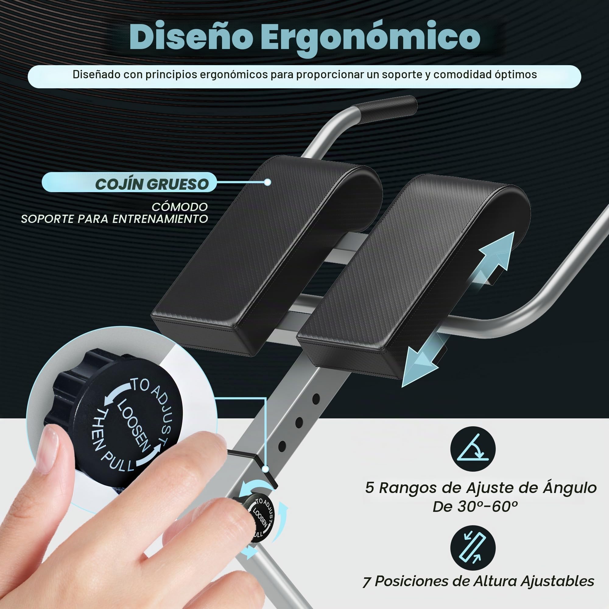 SogesPower Banco de Hyperextensión,Sillas Romanas Banco Romano, Máquina de Extensiones Lumbares, Máquina de Hyperextensión Ajustable y Plegable para Gimnasio en Casa