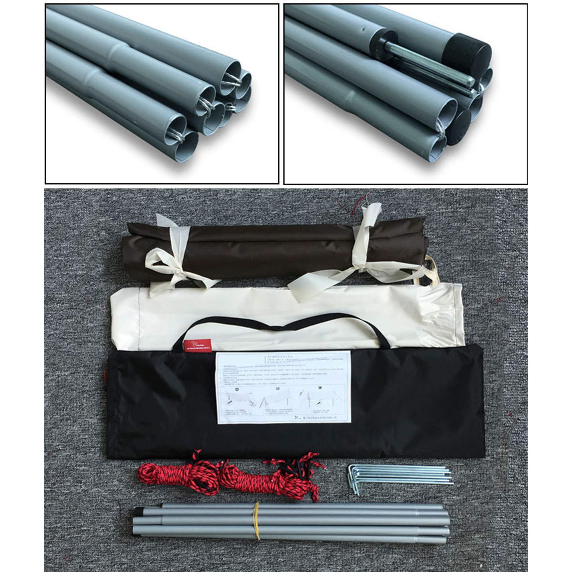 HIOD Bâche de Camping Tente de Mouche de Pluie Abri de Pluie Léger Coupe-Vent Imperméable, Pare Soleil Portatif pour la Randonnée de Voyage, 3M X 3M,