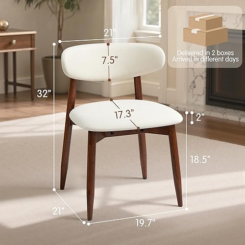 Miniatura 2 de CHUN YI Juego de 6 Sillas de Comedor, Sillas de Comedor de Madera Maciza Tapizadas, Sillas Auxiliares de Cocina de Tela Moderna de Mediados de Siglo