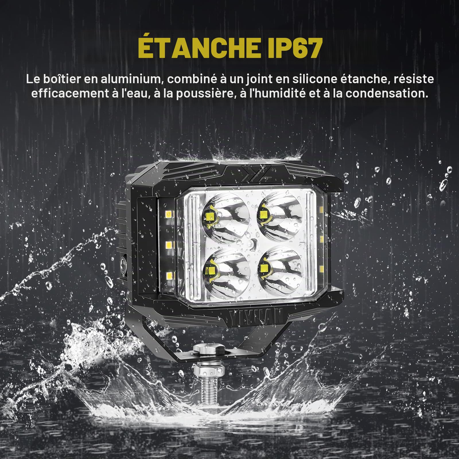 Willpower Phare de Travail LED 10CM 60W 12V 24V Spot pour Tracteur Voiture