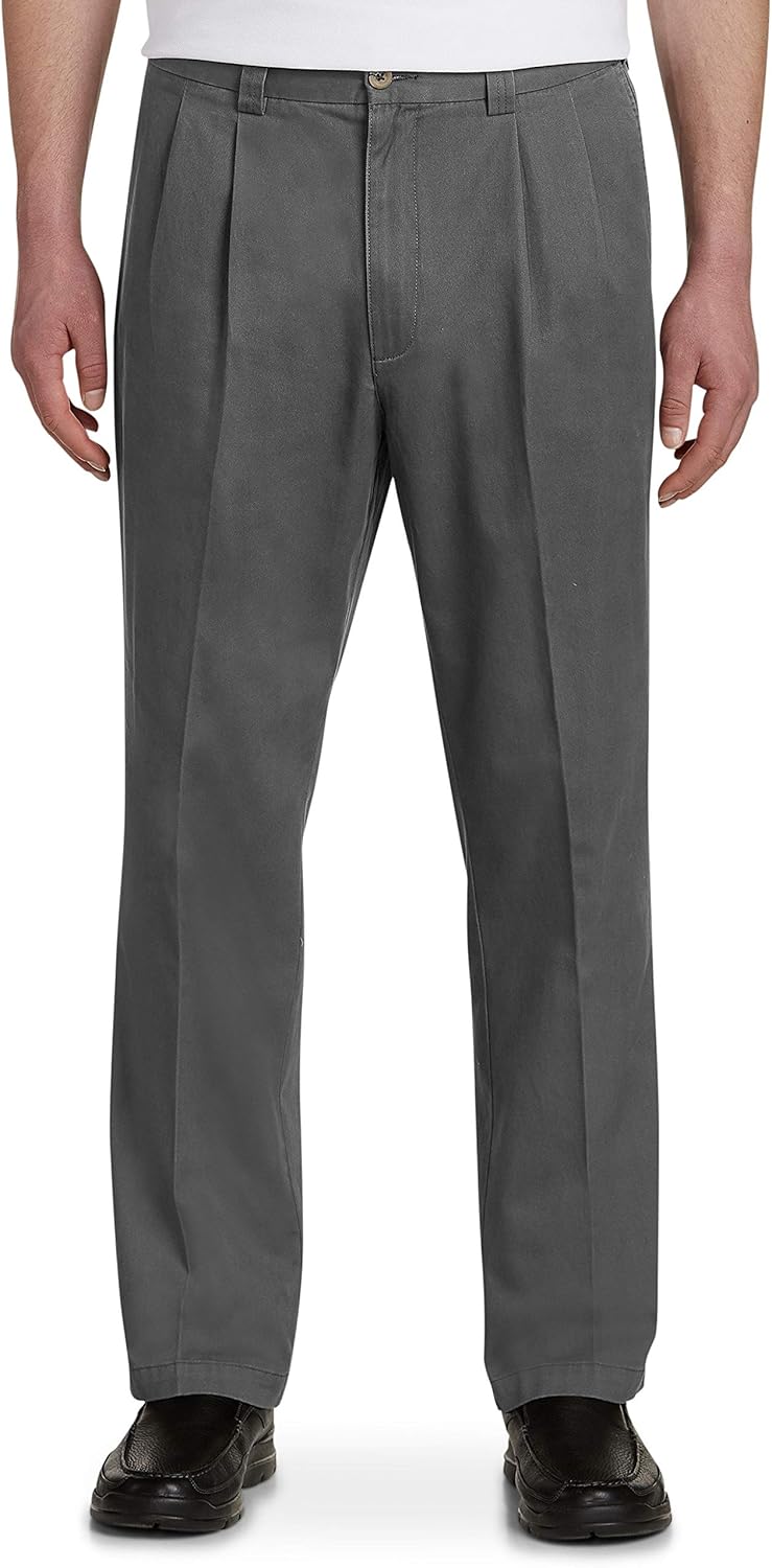 Harbor Bay by DXL Men's Big and Tall WaistRelaxer Pleated Twill Pants