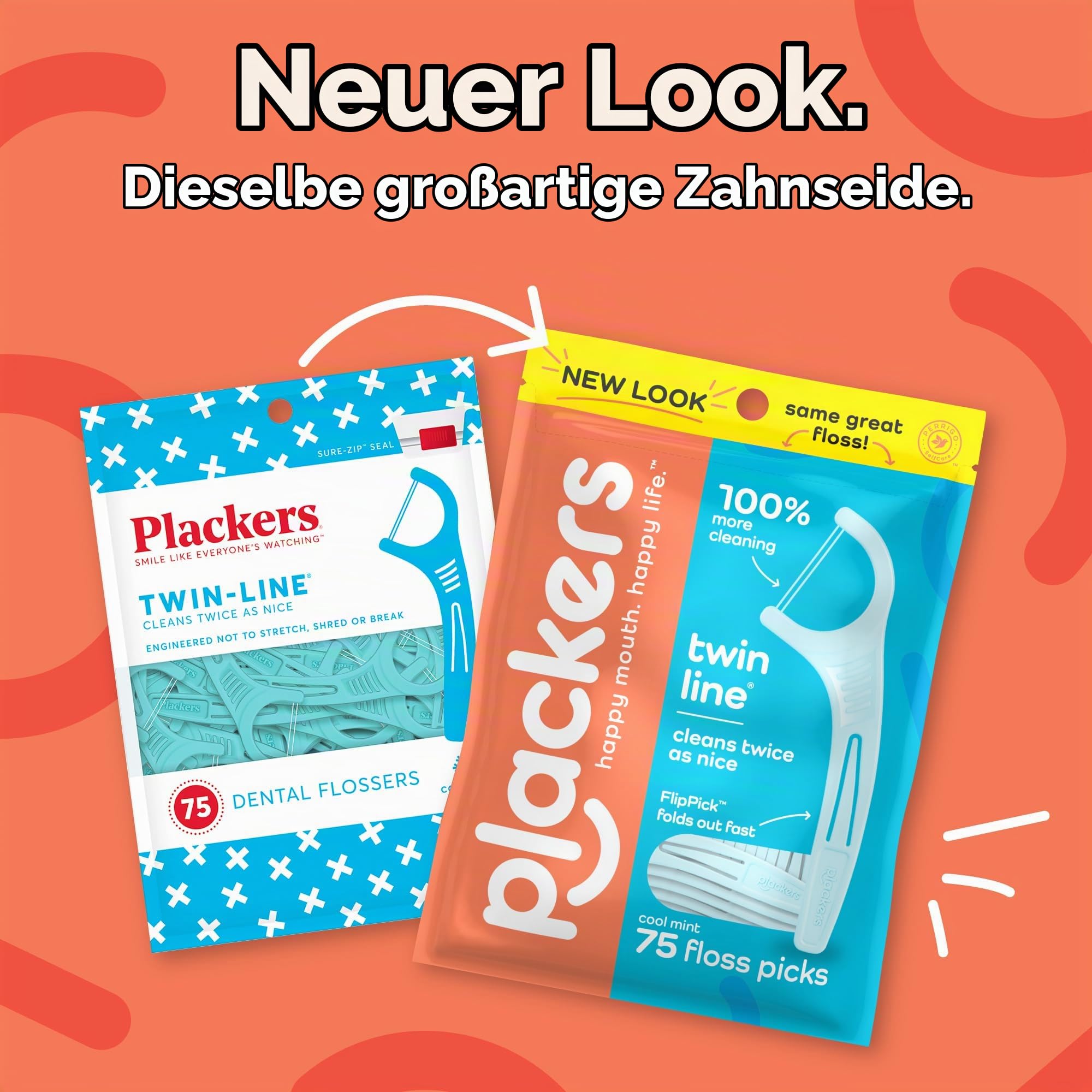 Plackers Twin-line Zahnseide Picks, 150 Stück (4 Stück), Limited Edition