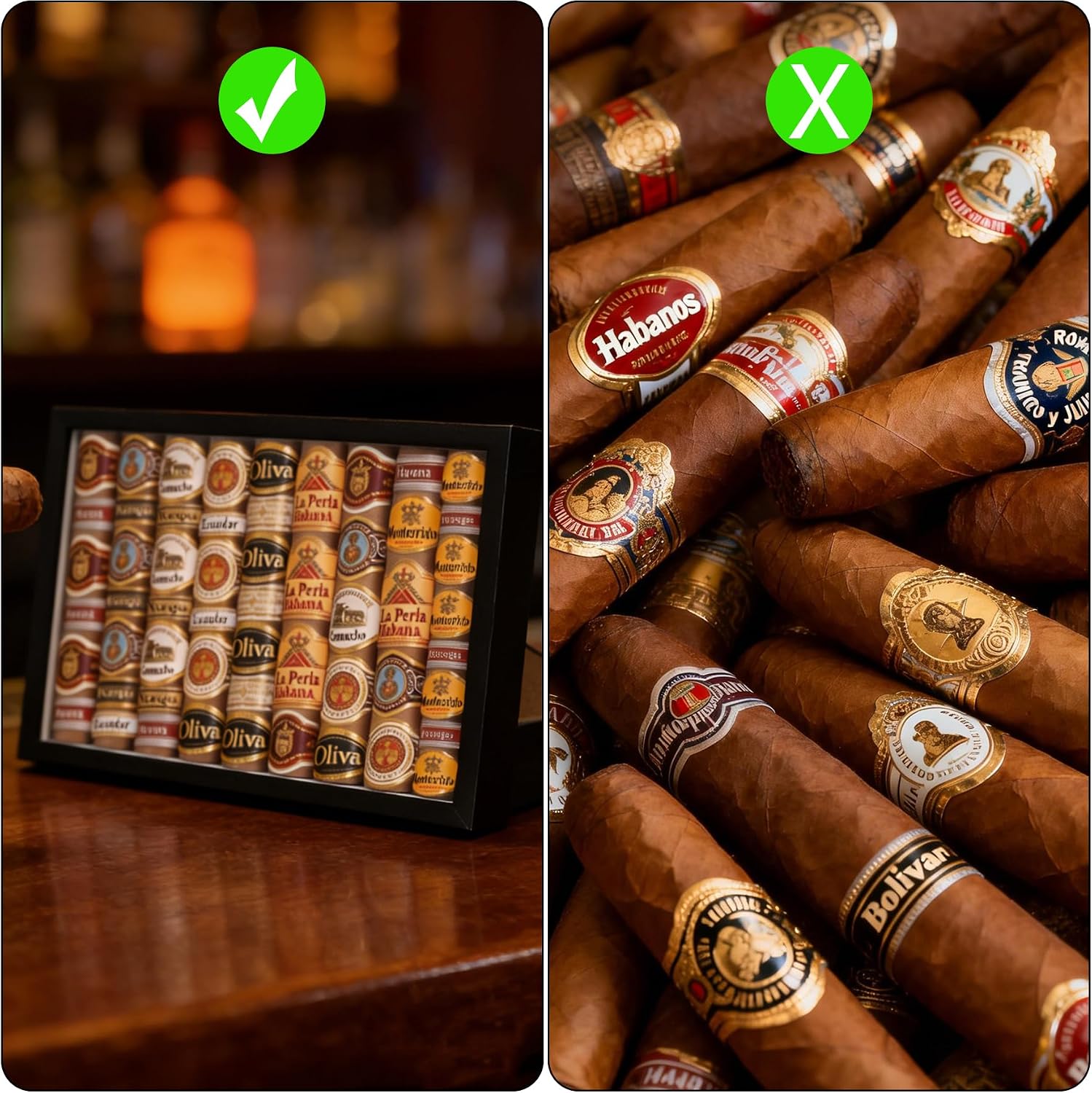 Klmnop Cigar Band & Label Ring Shadow Box Display Case with 54 Stickers, Cigar Gifts for Men, Collectors, Dad, 12.4" Shadow Box Frame for Collectible Cigar Bands, Wall Art & Tabletop Decor(Black)