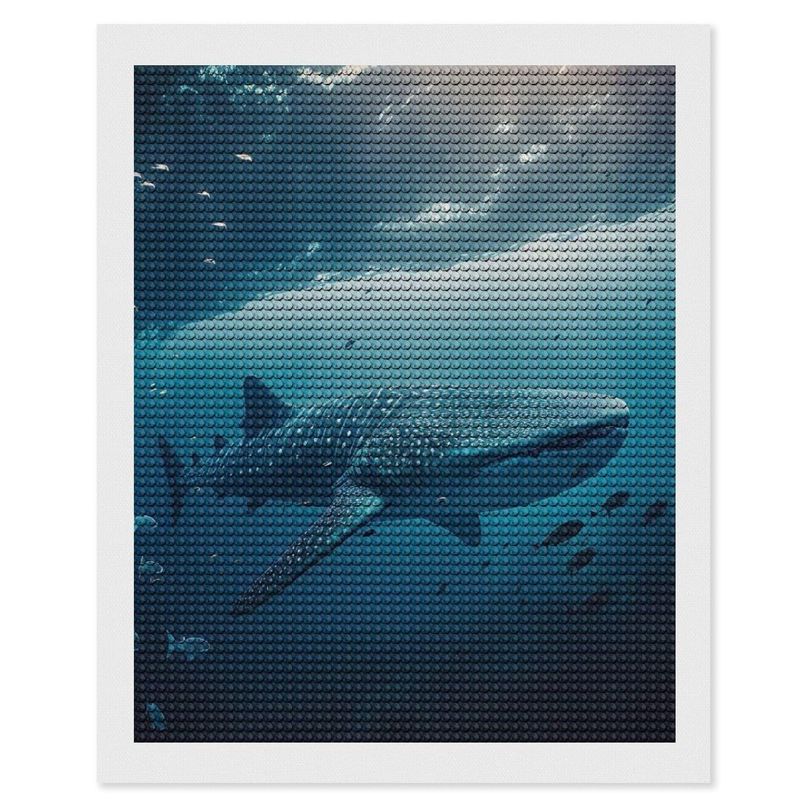 Junmoney Whale Sharks(3) Diamond Painting Set 16"x20", Neat Printed Canvas, with Tool Kit, Bedroom Decor, Gift Idea, Complete Accessories