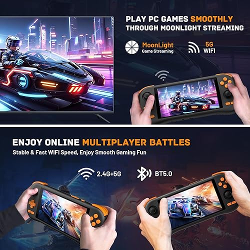 Miniatura 4 de Kinhank K56 - Consola de juegos portátil retro integrada con más de 16000 juegos, consola de juegos portátil Android 14.0, pantalla táctil de 5.5