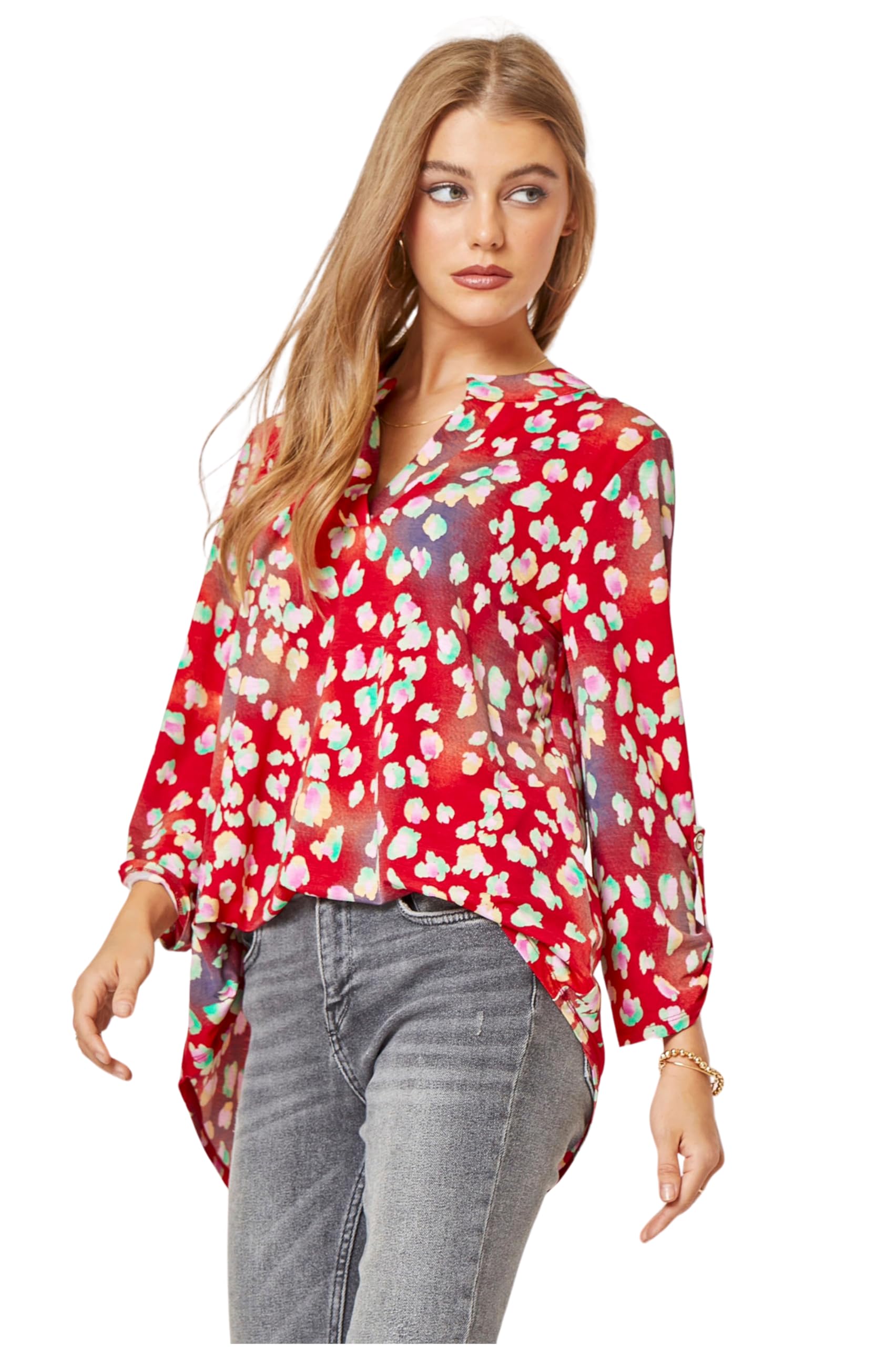 3/4 Length Sleeve Women’s Tops - Comfy Wrinkle-Free V-Neck Women Blouses Dressy Casual