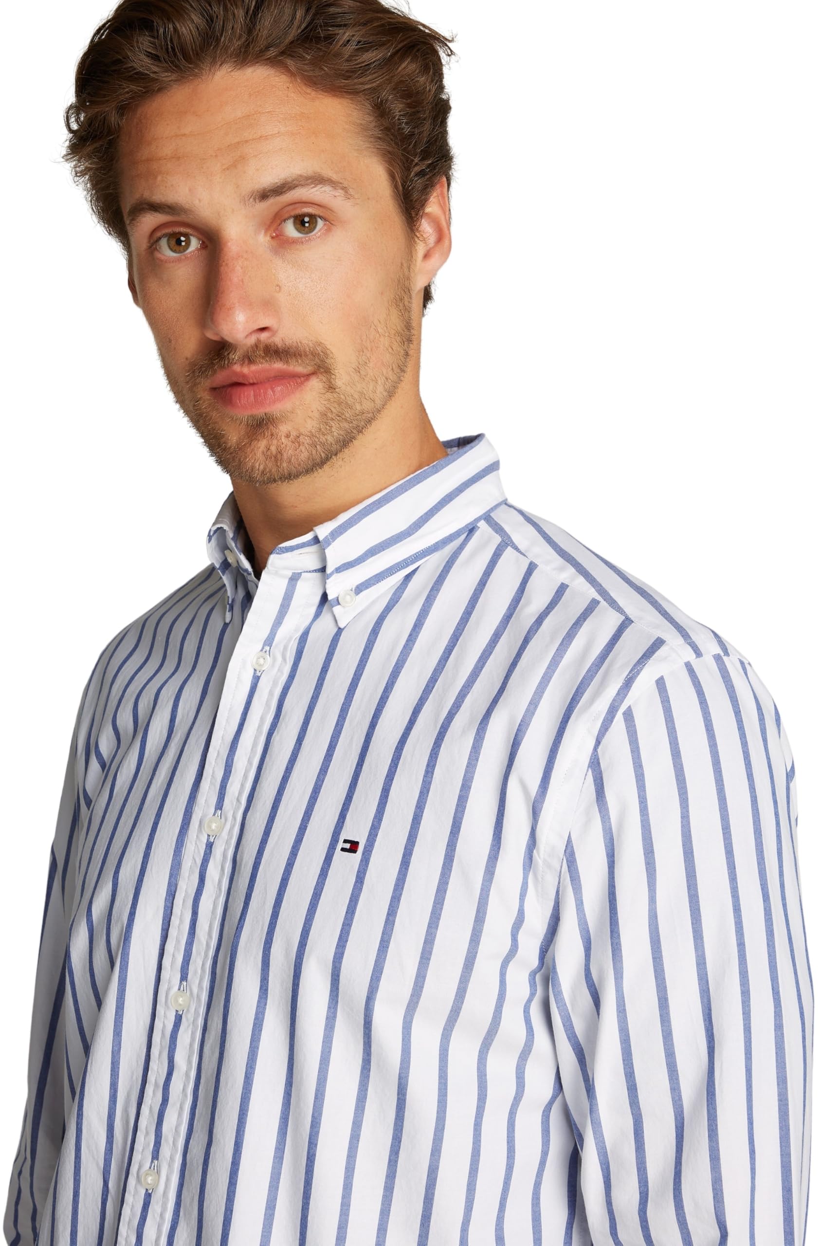 Tommy Hilfiger Herren Hemd Flex Poplin Nautical aus Baumwolle