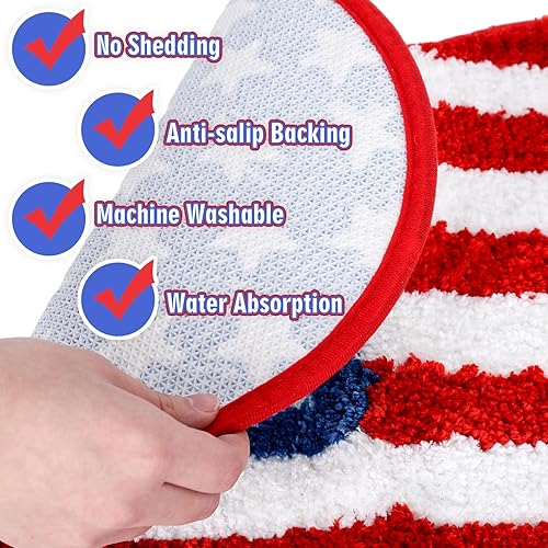 Miniatura 3 de Whaline Alfombra de baño para el Día de la Independencia, 4 de julio, patriótica, con forma de corazón, estrellas, rayas, alfombra de baño,