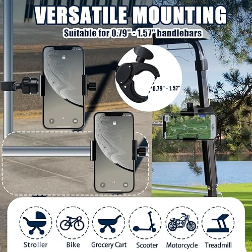 Miniatura 3 de ONEDONE Soporte universal para teléfono para cochecito, carrito de golf, carritos de compras, scooter, soporte para teléfono celular, usos
