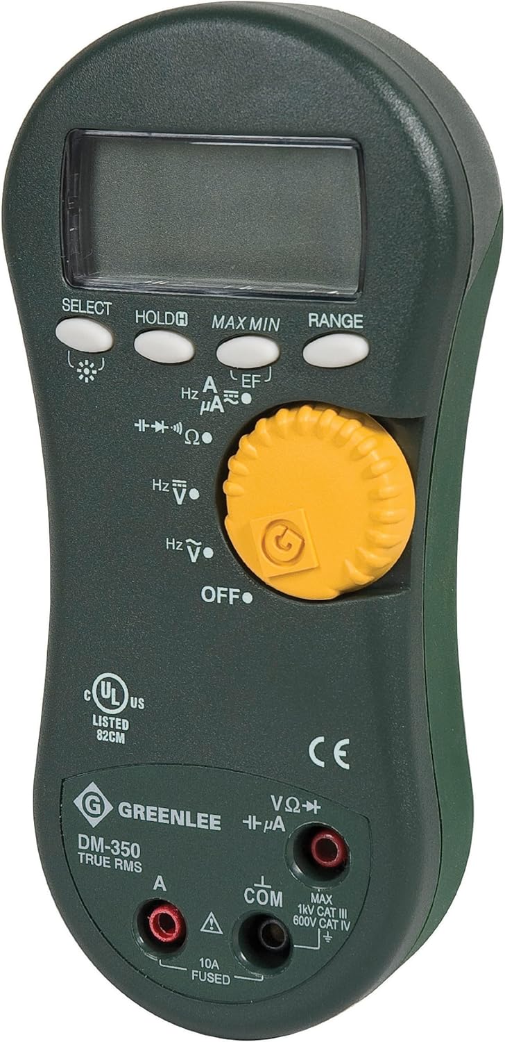 Greenlee DM-350-C TRMS Digital Multimeter, 1000-Volt 10A RMS BL, Includes Certificate of Calibration