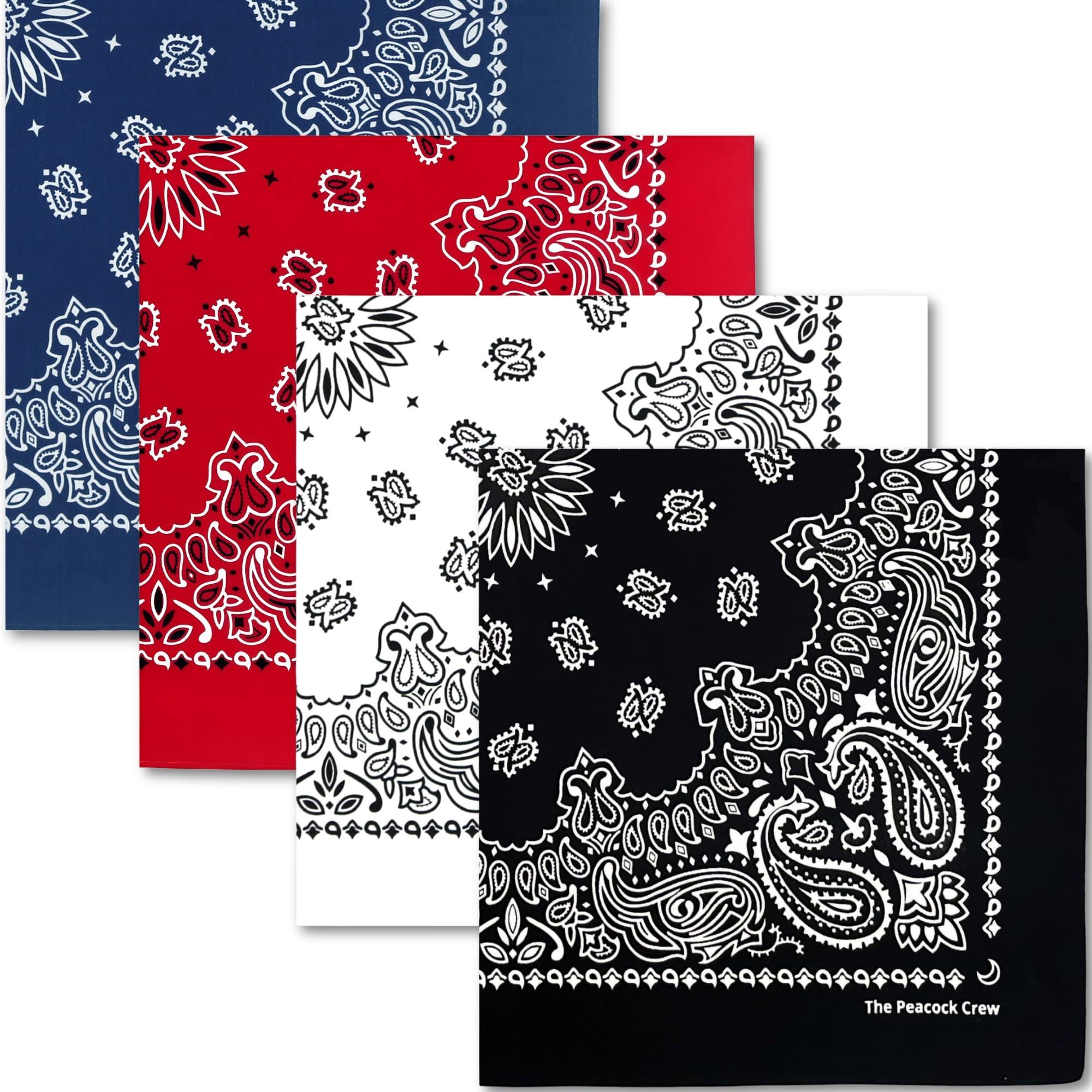 The Peacock Crew Premium Soft Cotton Bandanas Pack for Men and Women Paisley 22 x 22 inches