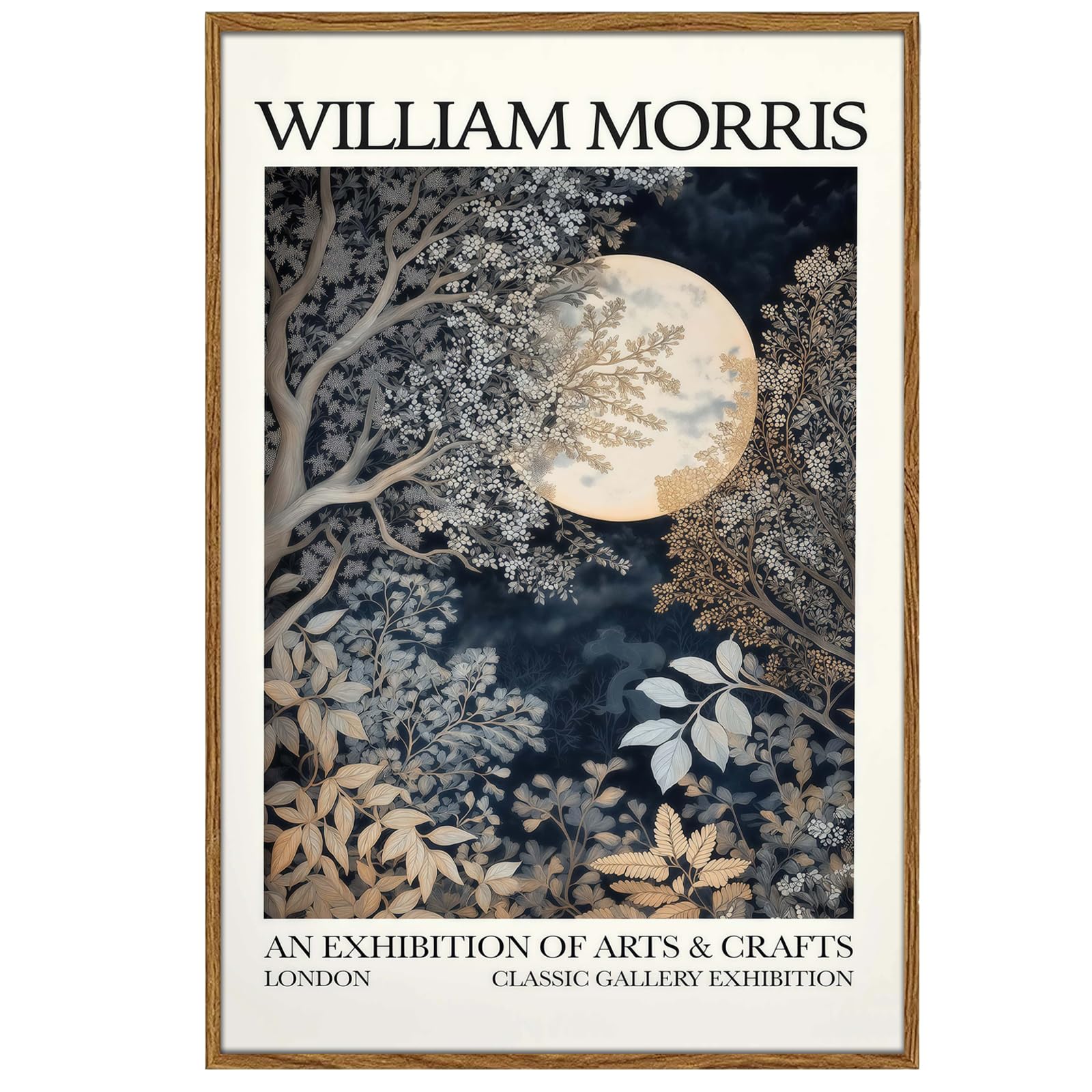 YBYNICE William Morris Wall Art Vintage Moon and Forest Exhibition Posters Fine Art Gallery Pictures Print Botanical Painting