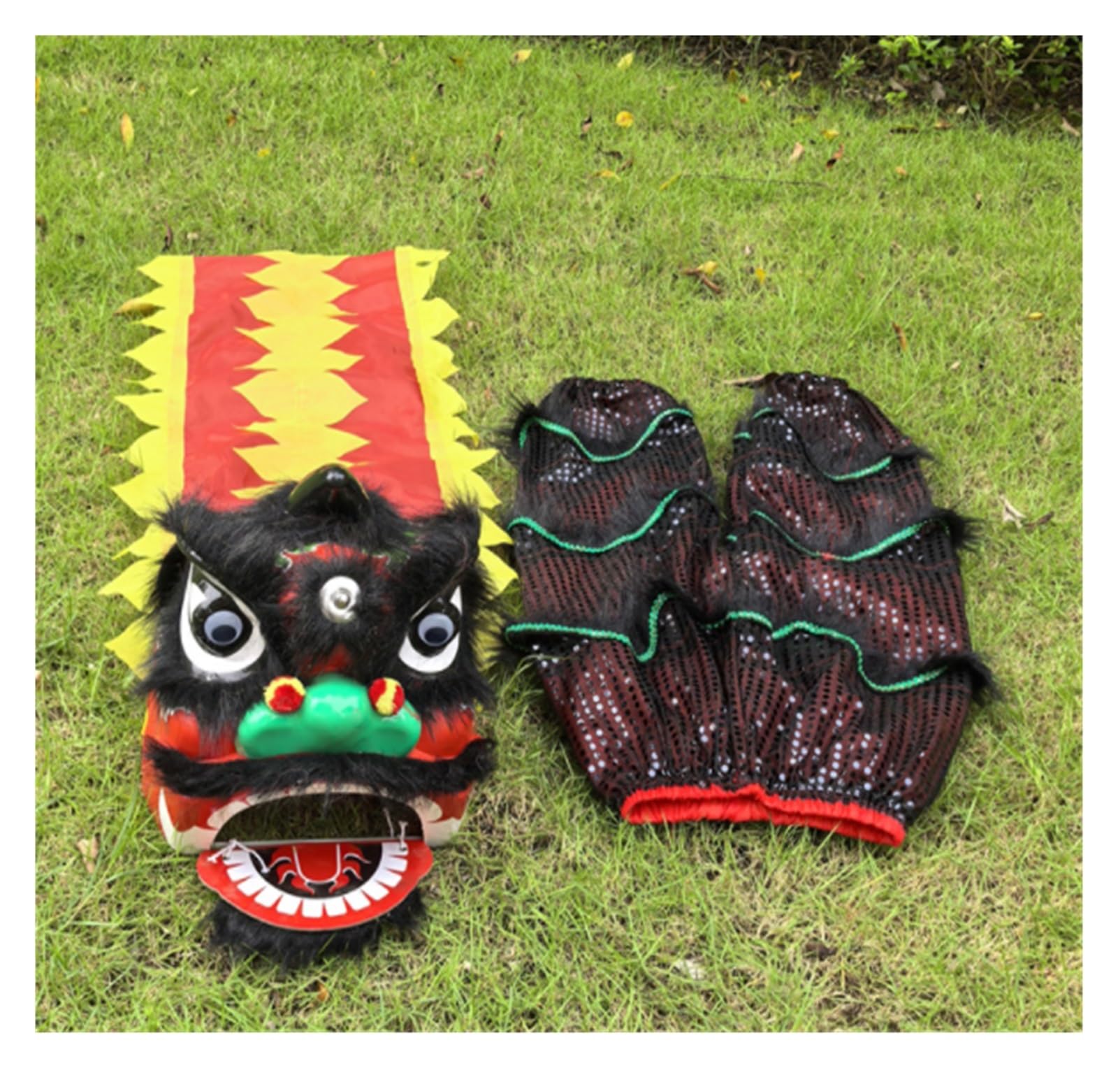 Krxsobnv C Lion Dance Lothes, Head Olorful Lion Performance Props Traditional Outdoor Sports
