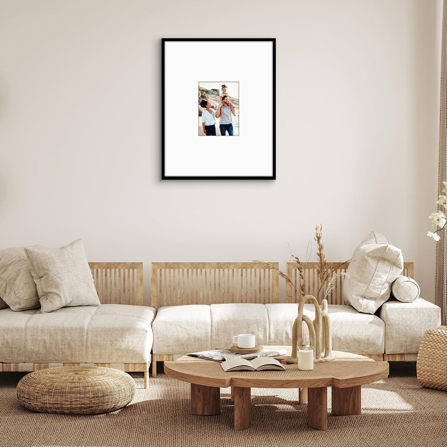 Americanflat 24x30 Picture Frame with Polished Plexiglass - Use as 9x12 Frame with Mat or Display 24x30 Photo Without Mat - Streamline Collection - Thin Border Picture Frames for Wall - Black