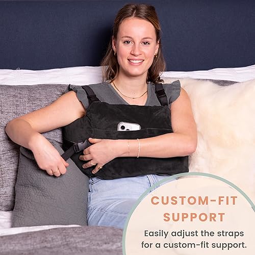 Vista 6 de MOYOAMA Paquete de felpa negra: almohada de mastectomía diseño IR con bolsa de ducha, 2 paquetes fríos y almohada para cinturón de seguridad Tinta