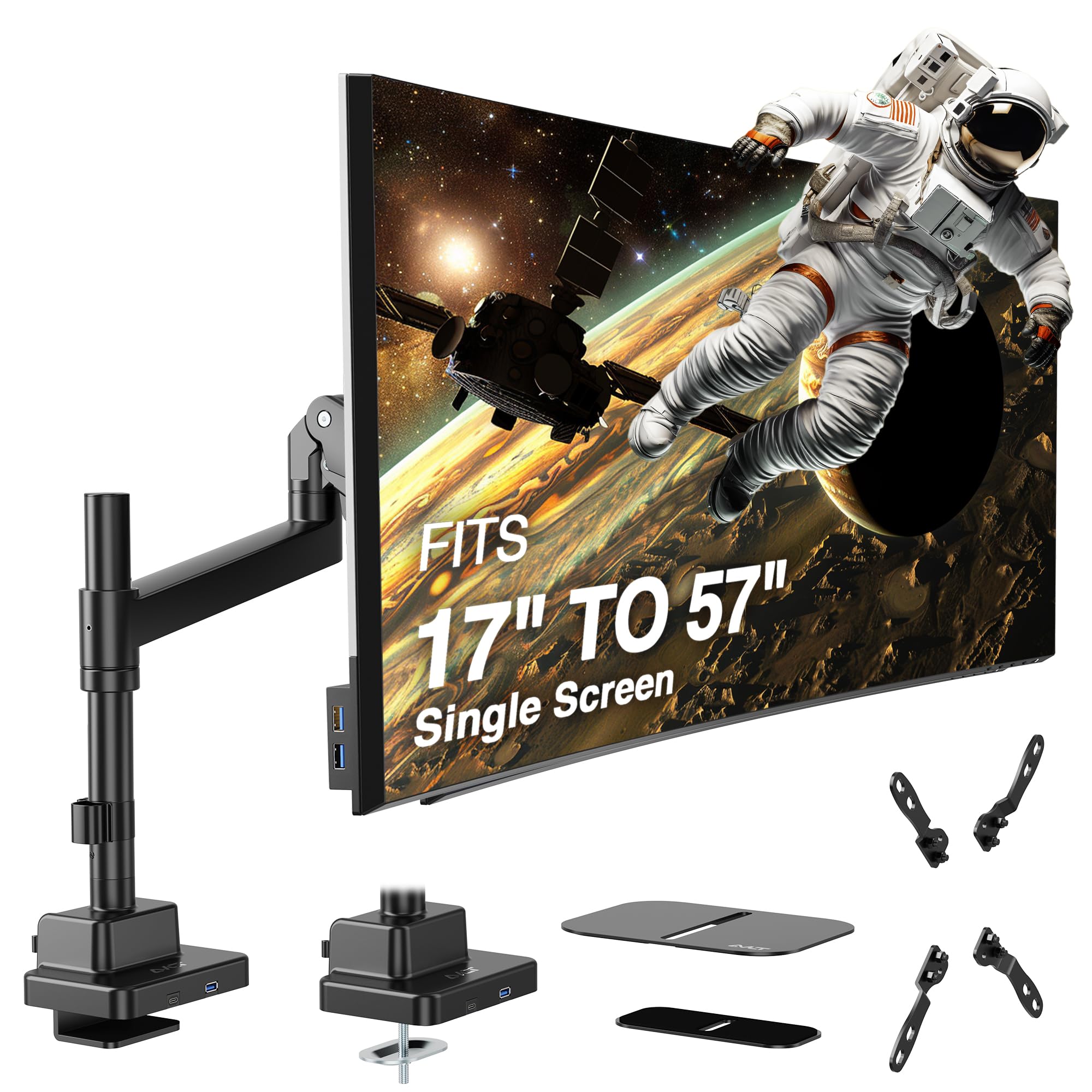AVLT モニターアーム 1画面シングル 17〜57インチ対応 USB-A・C Amazon.com: AVLT Single Monitor Arm Pole Top Mount for 17-57