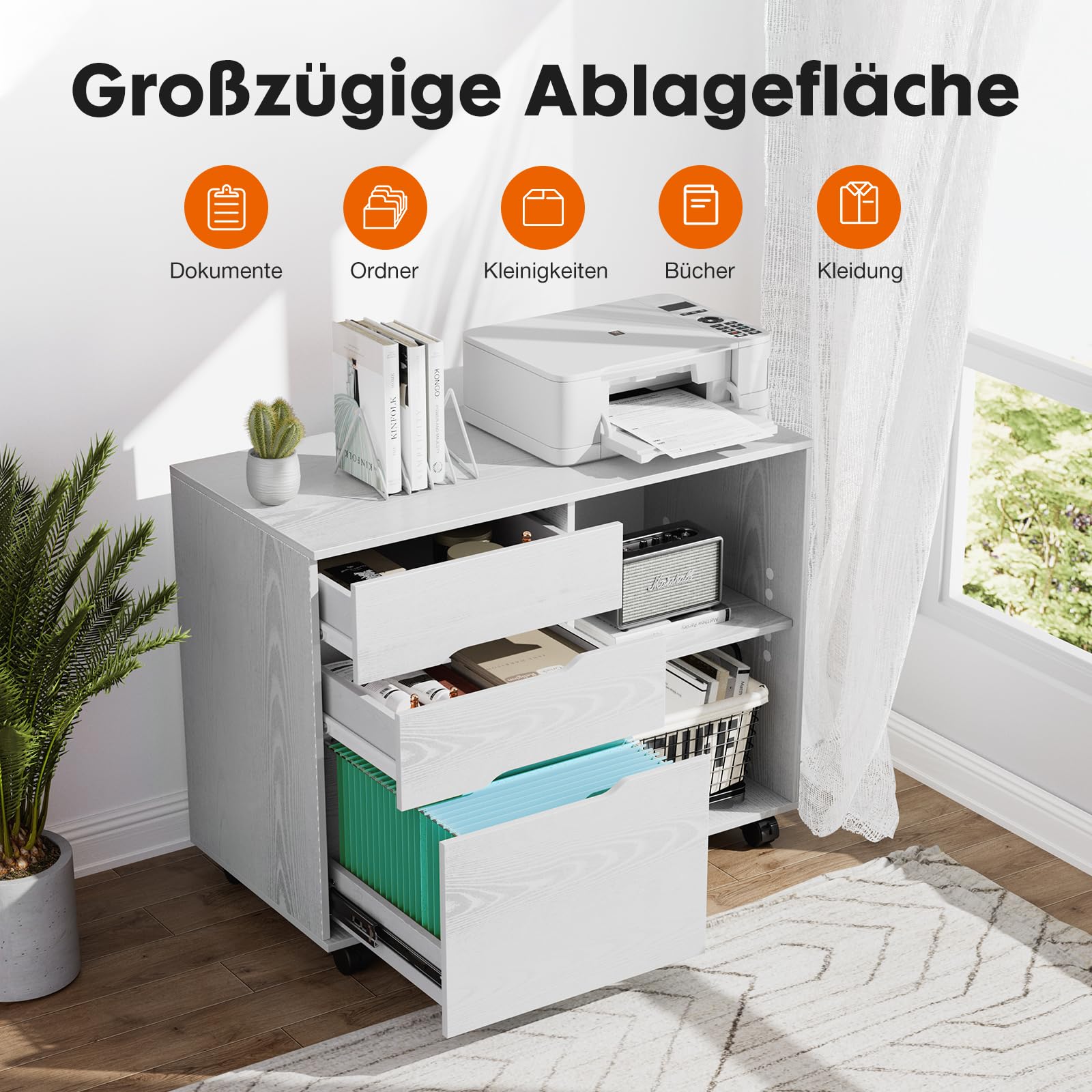 Sweetcrispy Rollcontainer 80x40x62cm, Weiß