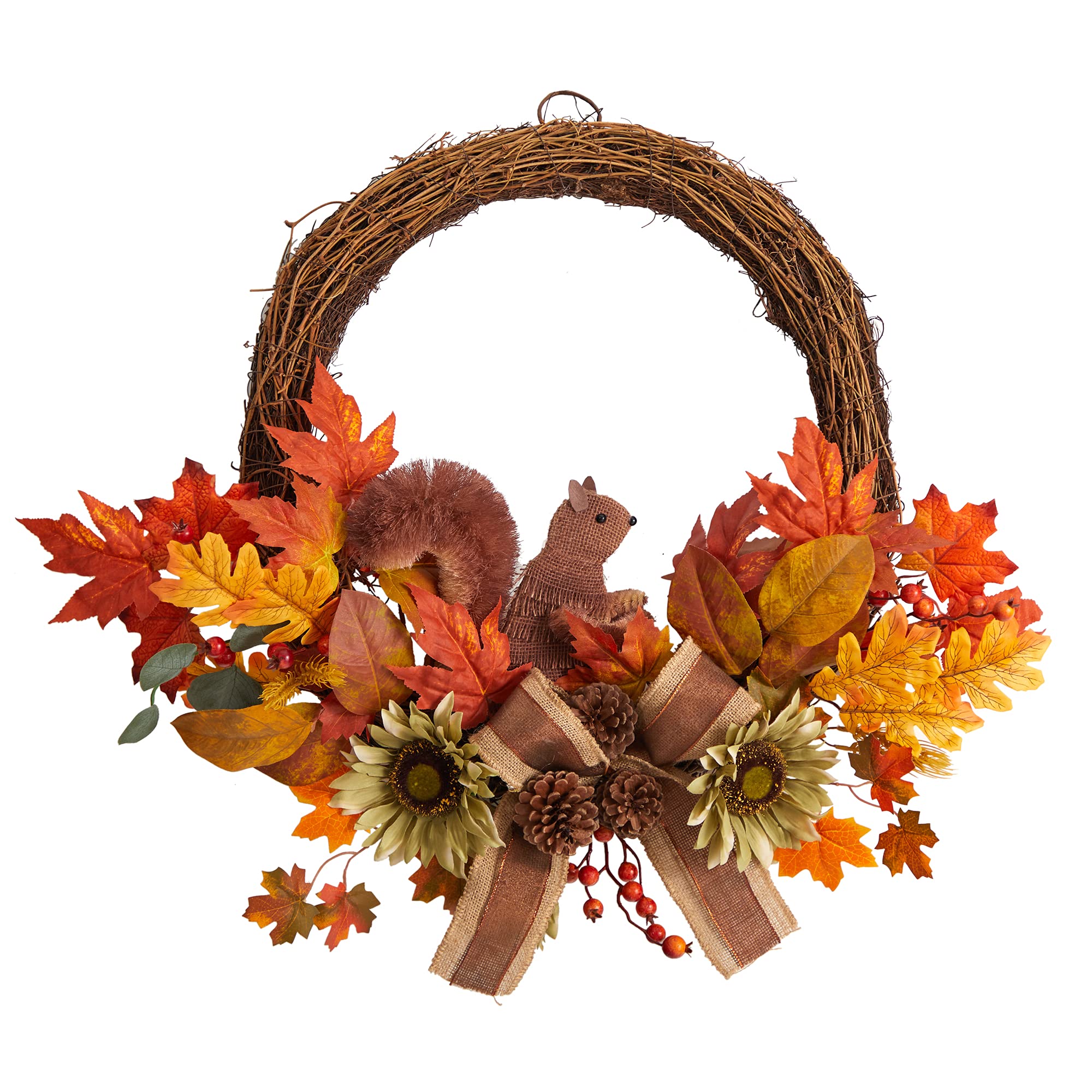 Photo 1 of 26in. Fall Harvest Artificial Autumn Wreath with Twig Base and Bunny