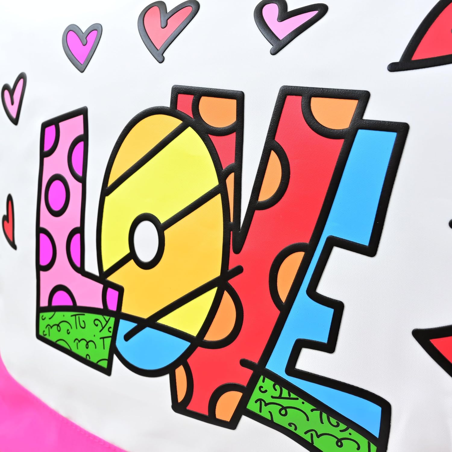 Britto Tote Bag Love Design, 100% Polyester, Water Resistant, Perfect for Laptop, Pool & Everyday Use, Interior Zipper Pocket and Top Zipper Closure, Comfortable Handle Drop