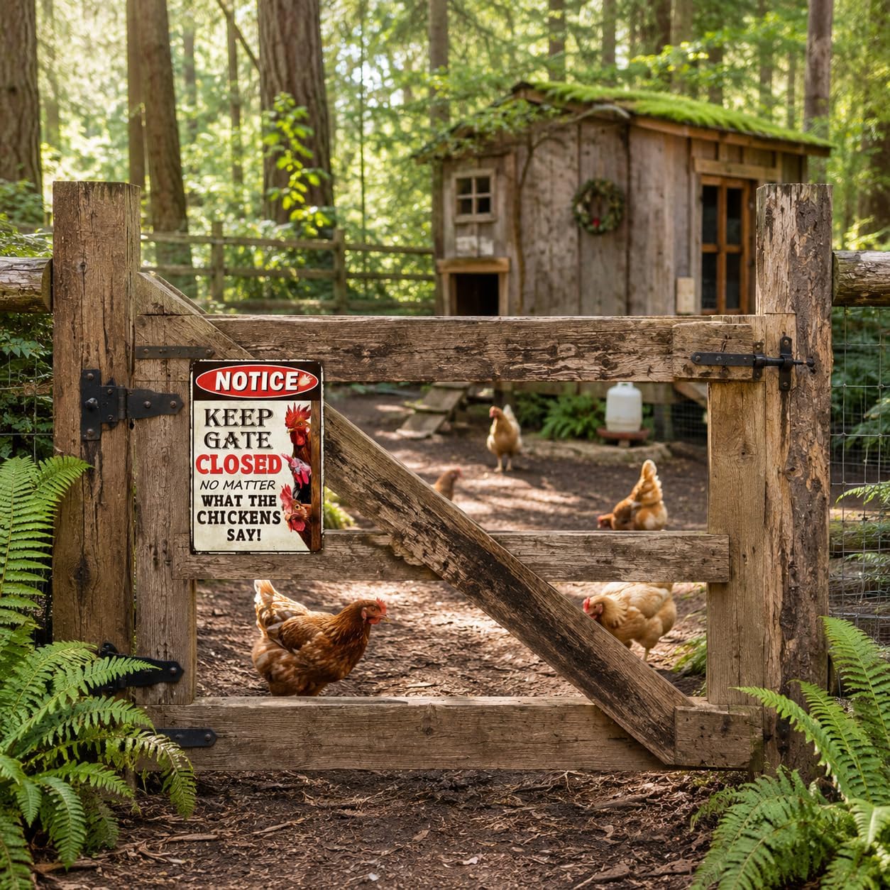 Funny Chicken Gifts, Chicken Coop Sign Wall Decor, Keep Gate Closed (261) image 4