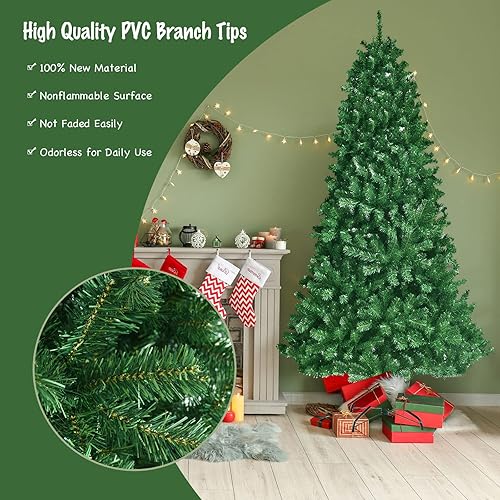 Miniatura 5 de GOFLAME Árbol de Navidad artificial de 8 pies, árbol de Navidad preiluminado, 9 modos de iluminación con 1605 puntas de ramas de PVC y 600 luces LED