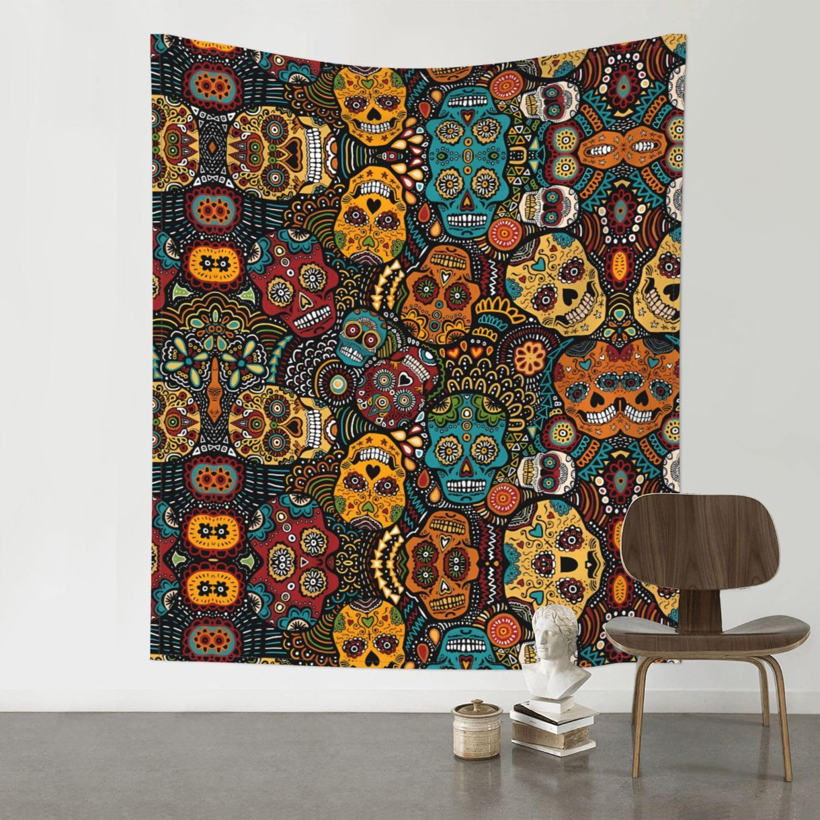 YYHWHJDE Sugar Skull Print Prints 60x51in Wall Tapestry – Dreamy Bohemian Throw Blanket for Bedroom, Dorm Room & Aesthetic Living Space Decor