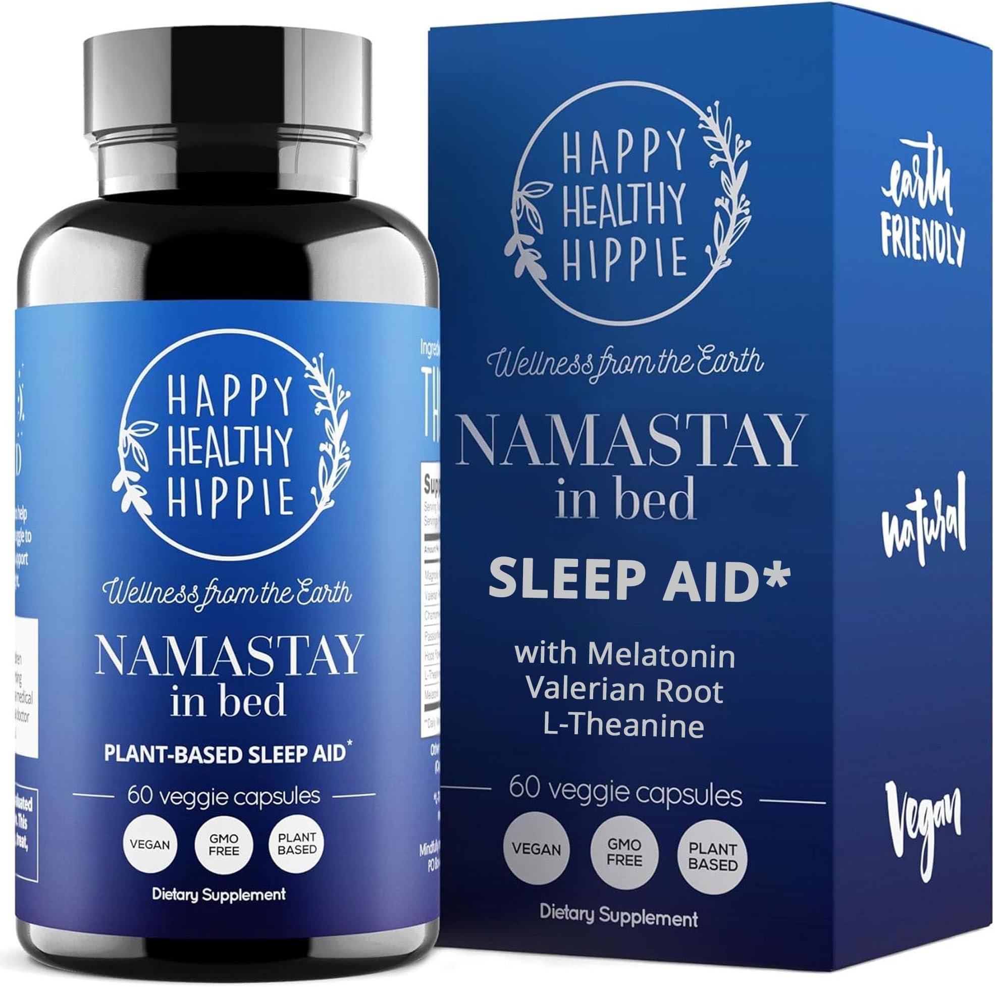 Natural Sleep Aid for Adults with Low Dose Melatonin 0.5mg – Valerian Root + L-Theanine Supplement, Chamomile | No Morning Grogginess | Non-Habit Forming, 60 Ct