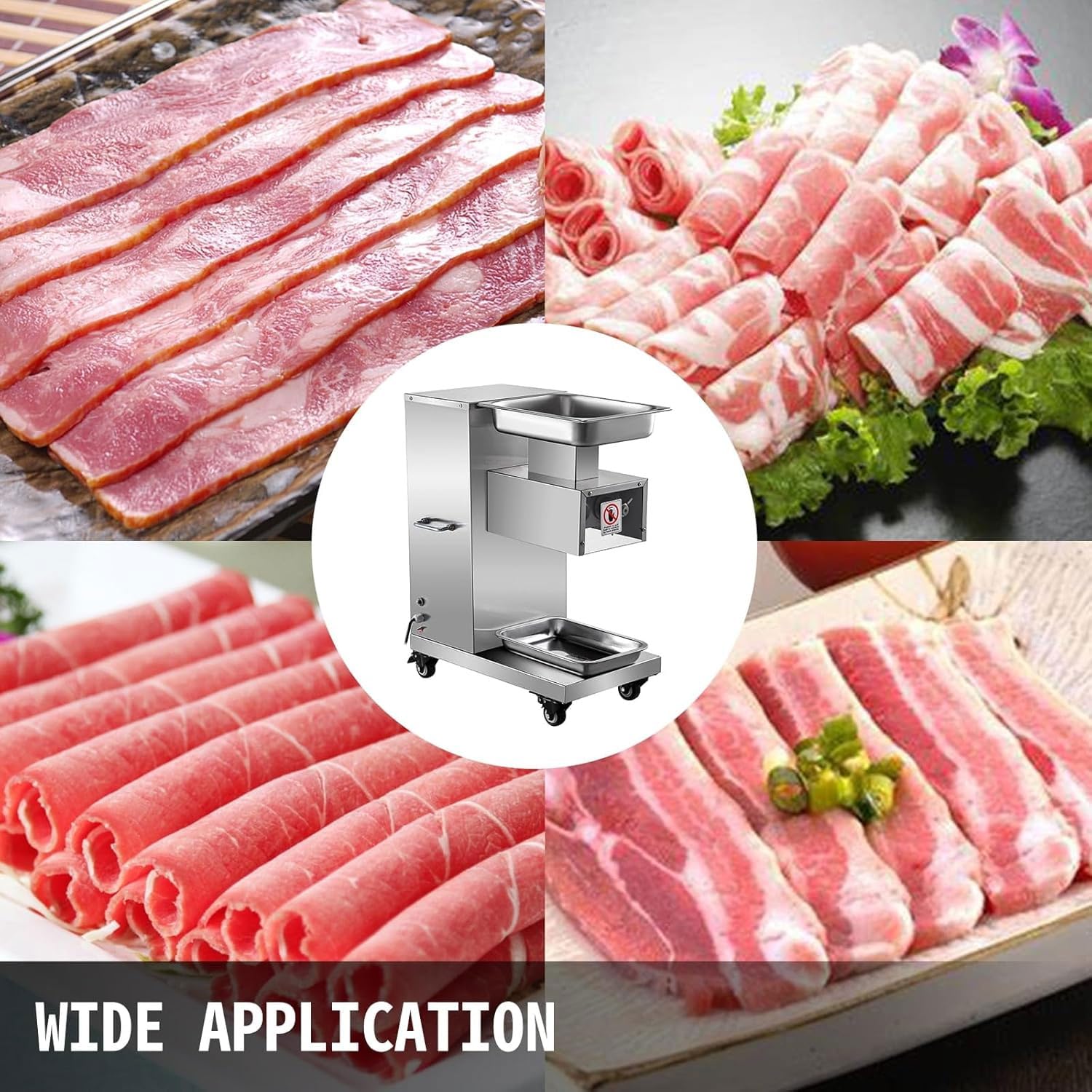 Cortadora de Carne Comercial de Acero Inoxidable, picadora de Alimentos eléctrica móvil de 750 W con Cuchilla de 3,5 mm, 180 kg/h, 190 RPM, cortadora automática de Verduras pa,