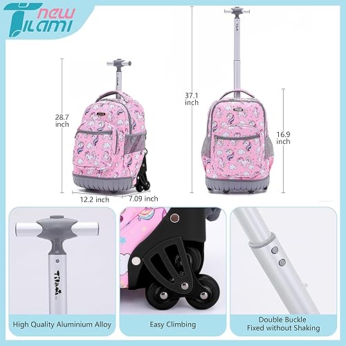 Miniatura 2 de NEW TILAMI Mochila con ruedas de 16 pulgadas, mochila para laptop con ruedas para niñas y niños, Lindo unicornio, Mochilas Daypack