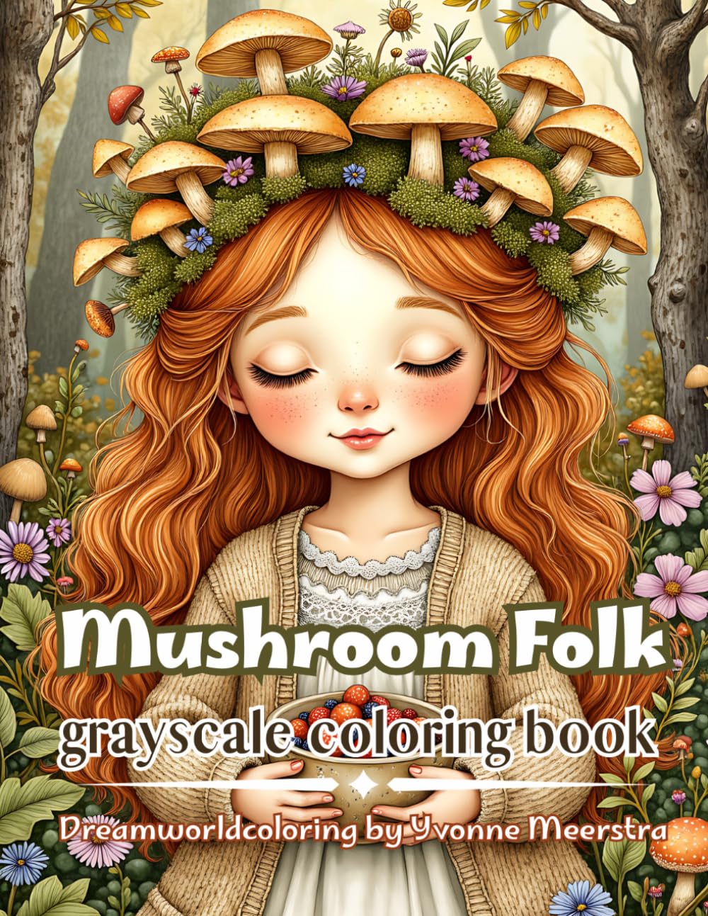 Mushroom folk: A Grayscale Coloring Book of Enchanted Forest Folk, Whimsical Creatures and Woodland Portraits