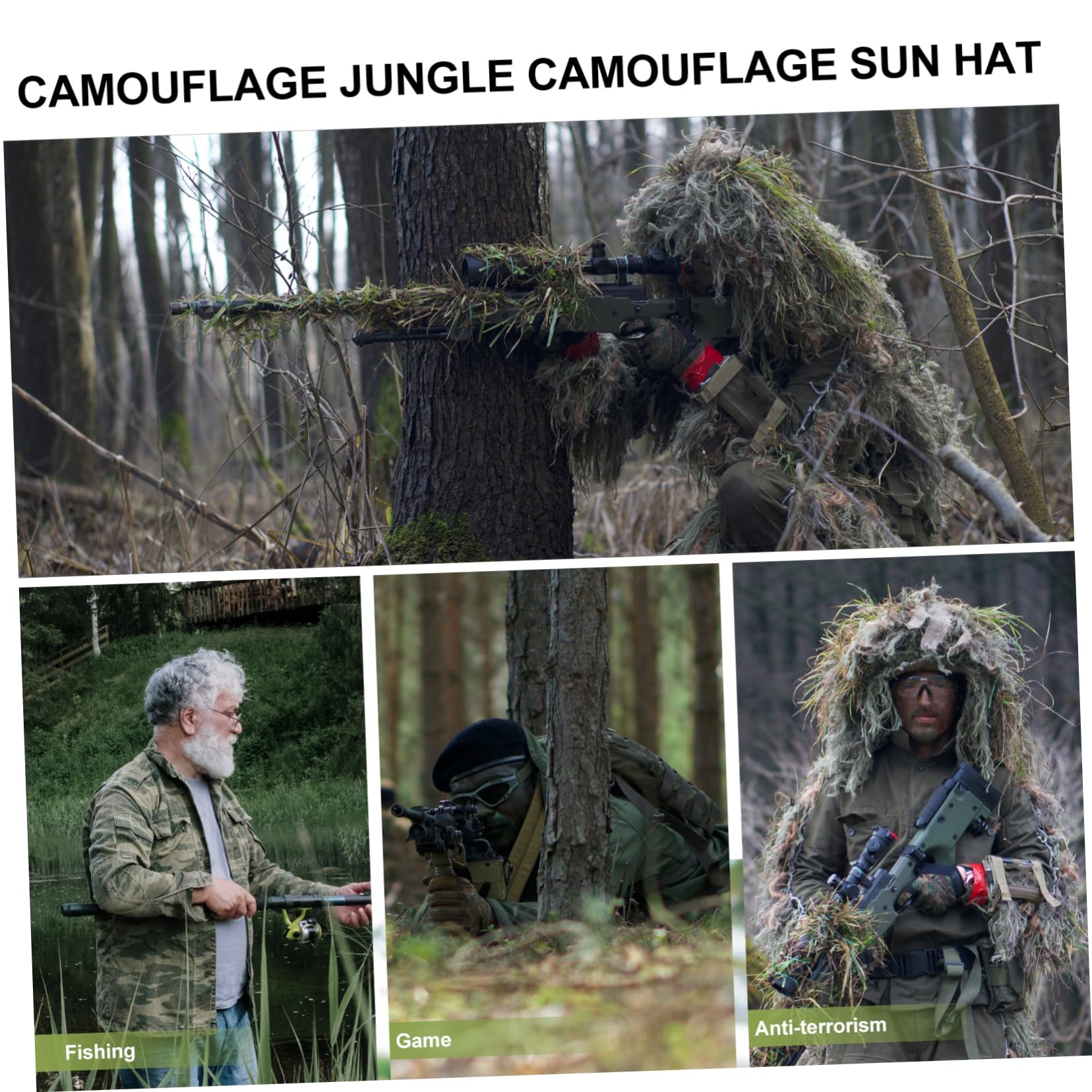 Ipetboom Sombrero de Sol de Jungle Ajustable para Actividades Aire para Caza Senderismo y Unisex