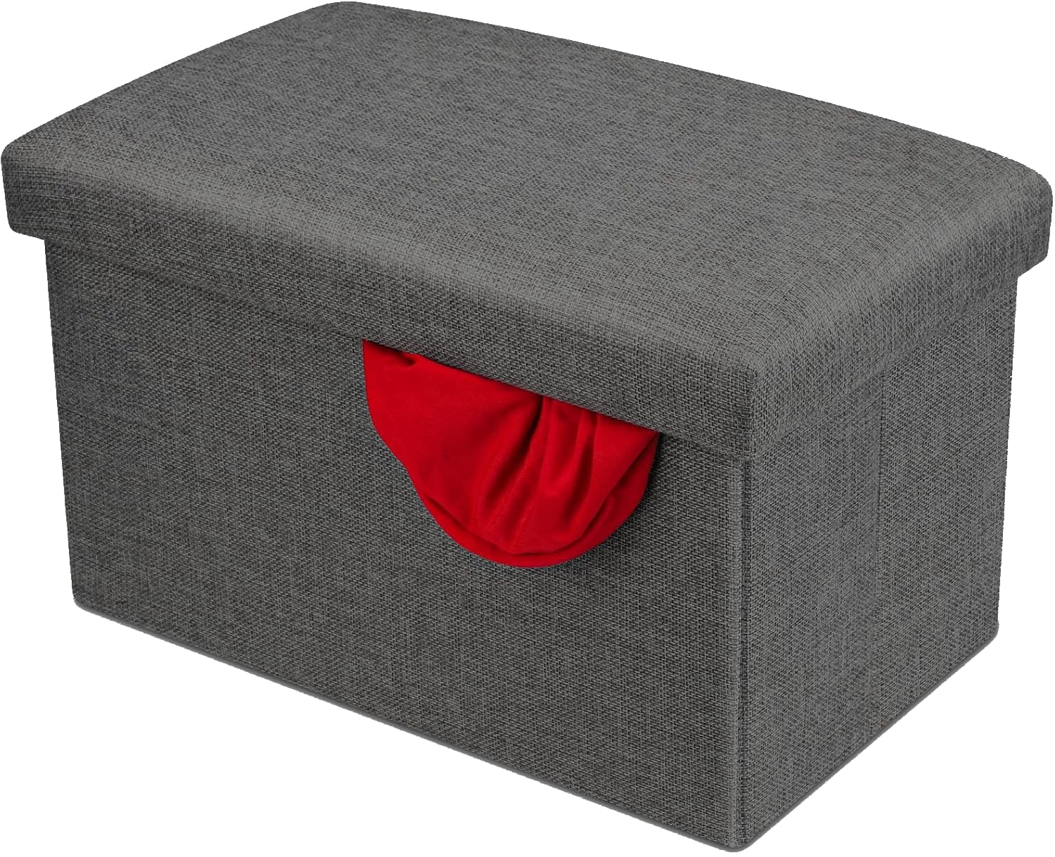 Oceano Pouf Contenitore Pieghevole Poggiapiedi Sgabello in Misto Lino Cassapanca Bauletto Ottomane Porta Giochi Organizzatore Poltrona per Soggiorno Ingresso Camera da letto (Grigio 48x30x30)