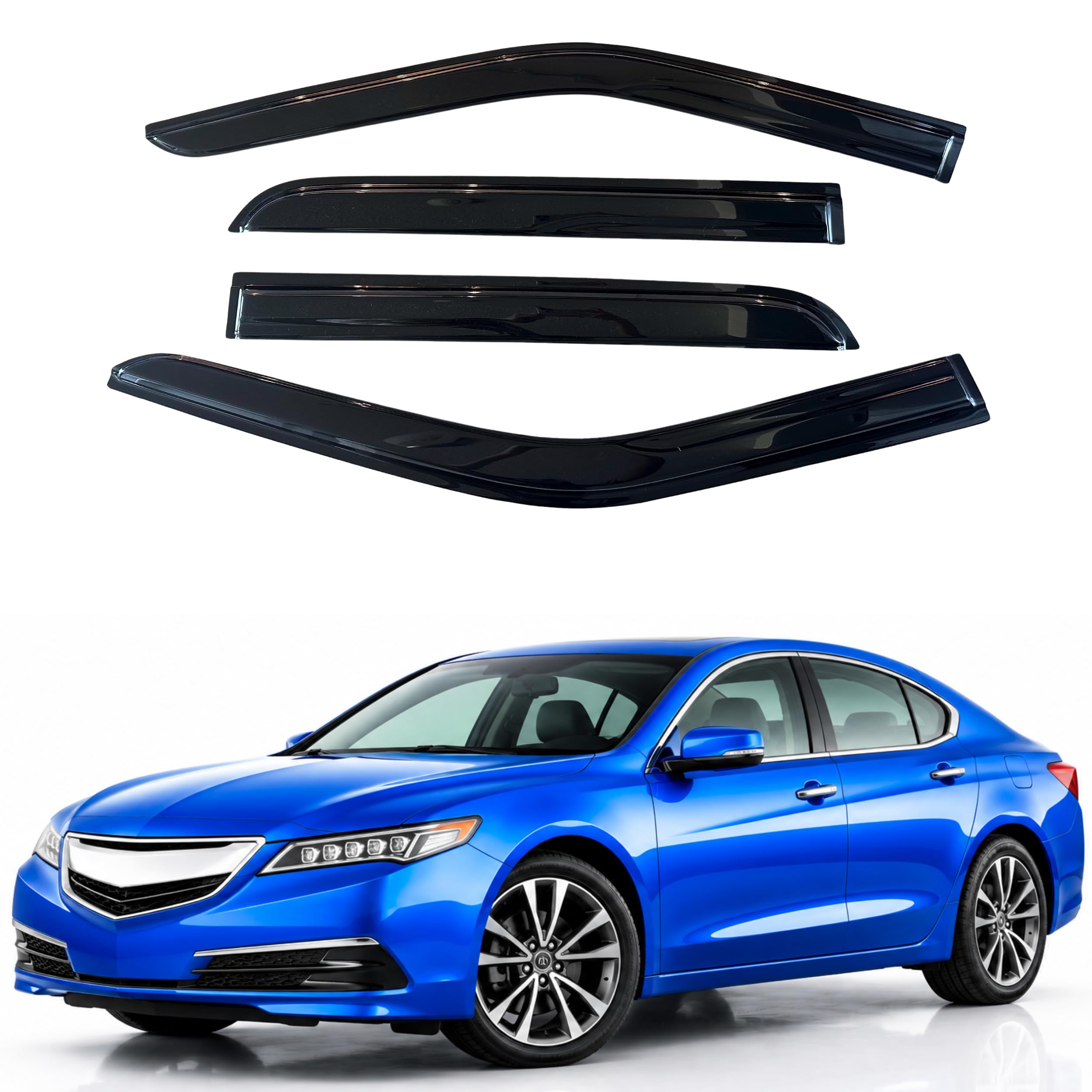 IG Window Visors Fit for 2015-2020 Acura TLX, Out-Channel Rain Guards Vent Wind Deflectors 4PC, Car Accessories for 15-20 Acura TLX