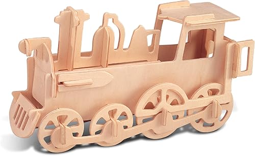 Rompecabezas 3D Puzzle Rolling Locomotora Tren Madera Artesanía Modelo Kit Divertido y Educativo DIY Juguete de Madera Montar Inacabado Artesanía