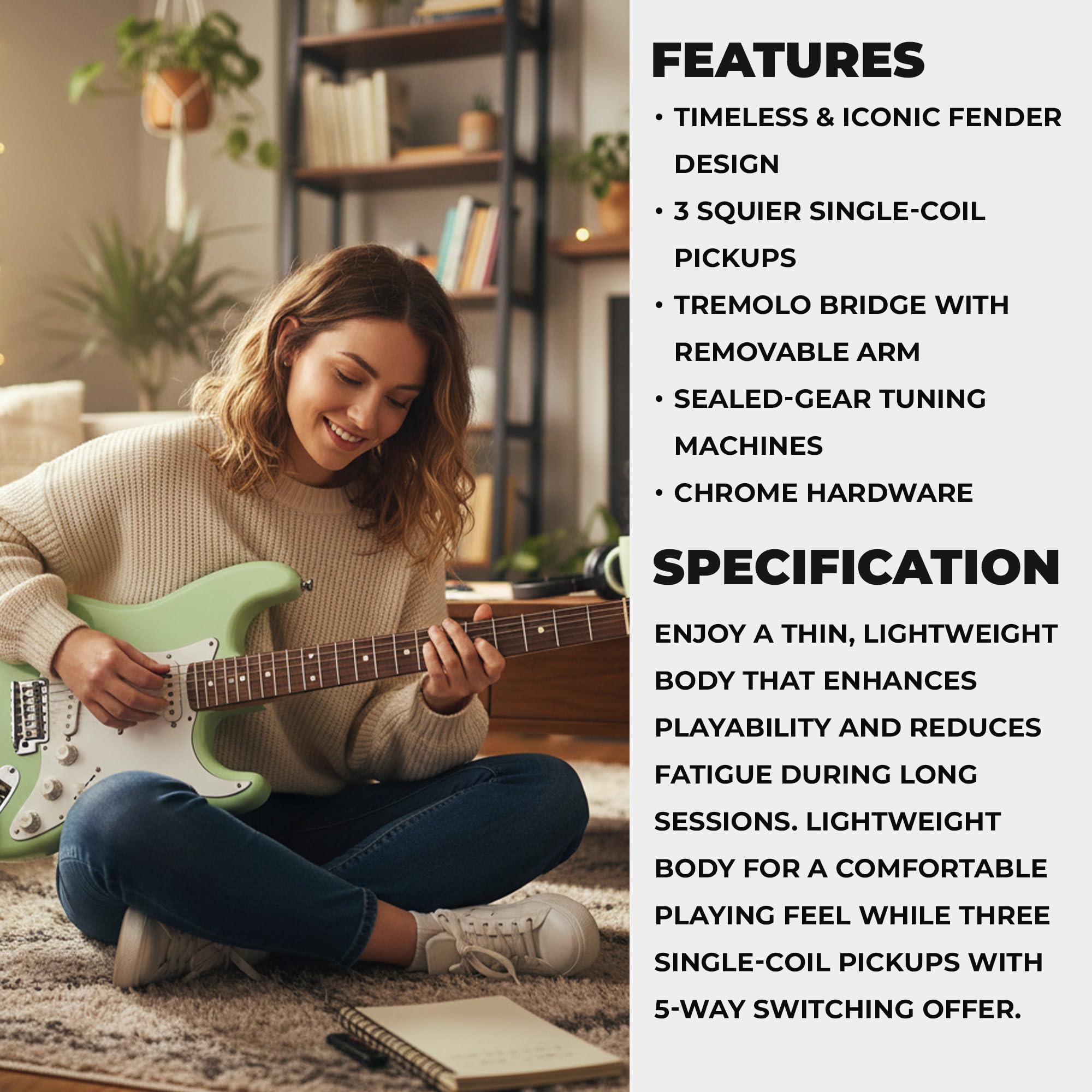 Amazon.com: Fender Squier Stratocaster Electric Guitar - Surf